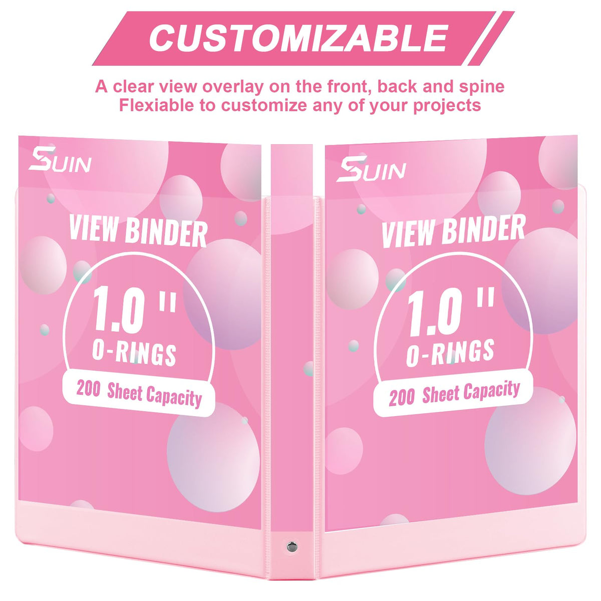 SUIN 1-inch 3 Ring Binder with 2 Interior Pockets, 1''Durable Binders Holds US Letter Size 8.5'' x