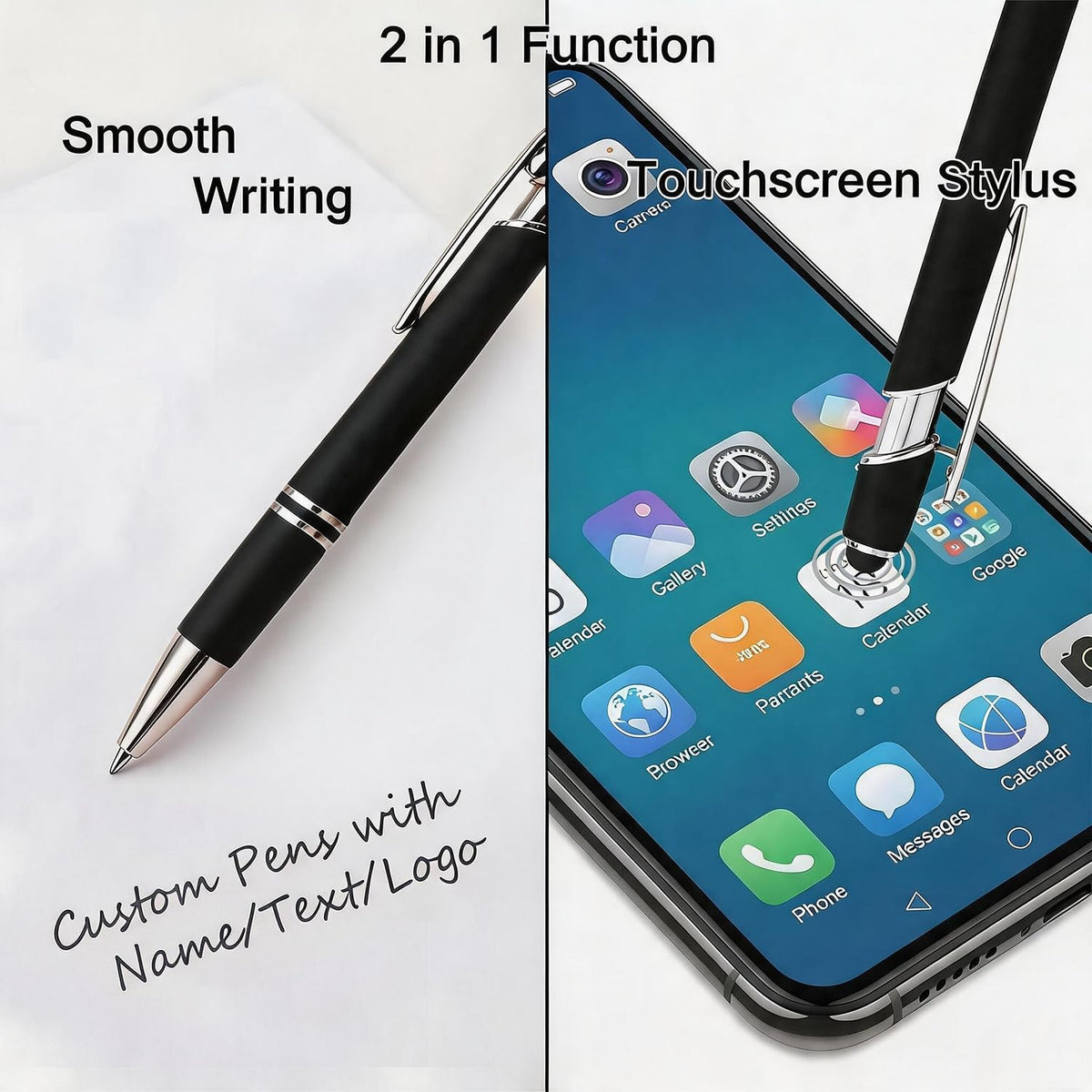 HEYZARDA Custom Pens Ballpoint with Stylus for Events, Red, 10 Pcs