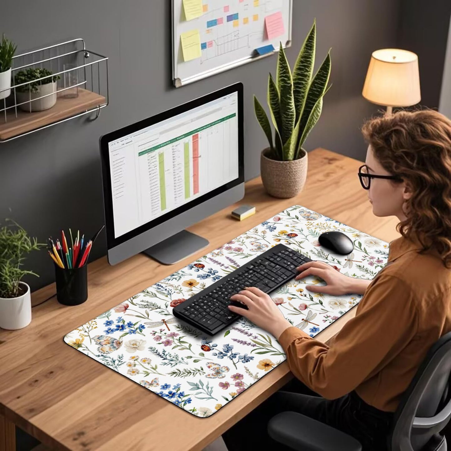 Mcapirivo Large Gaming Mouse Pad Desk Mat 31.5"x15.7" Non-Slip Weeds Floral