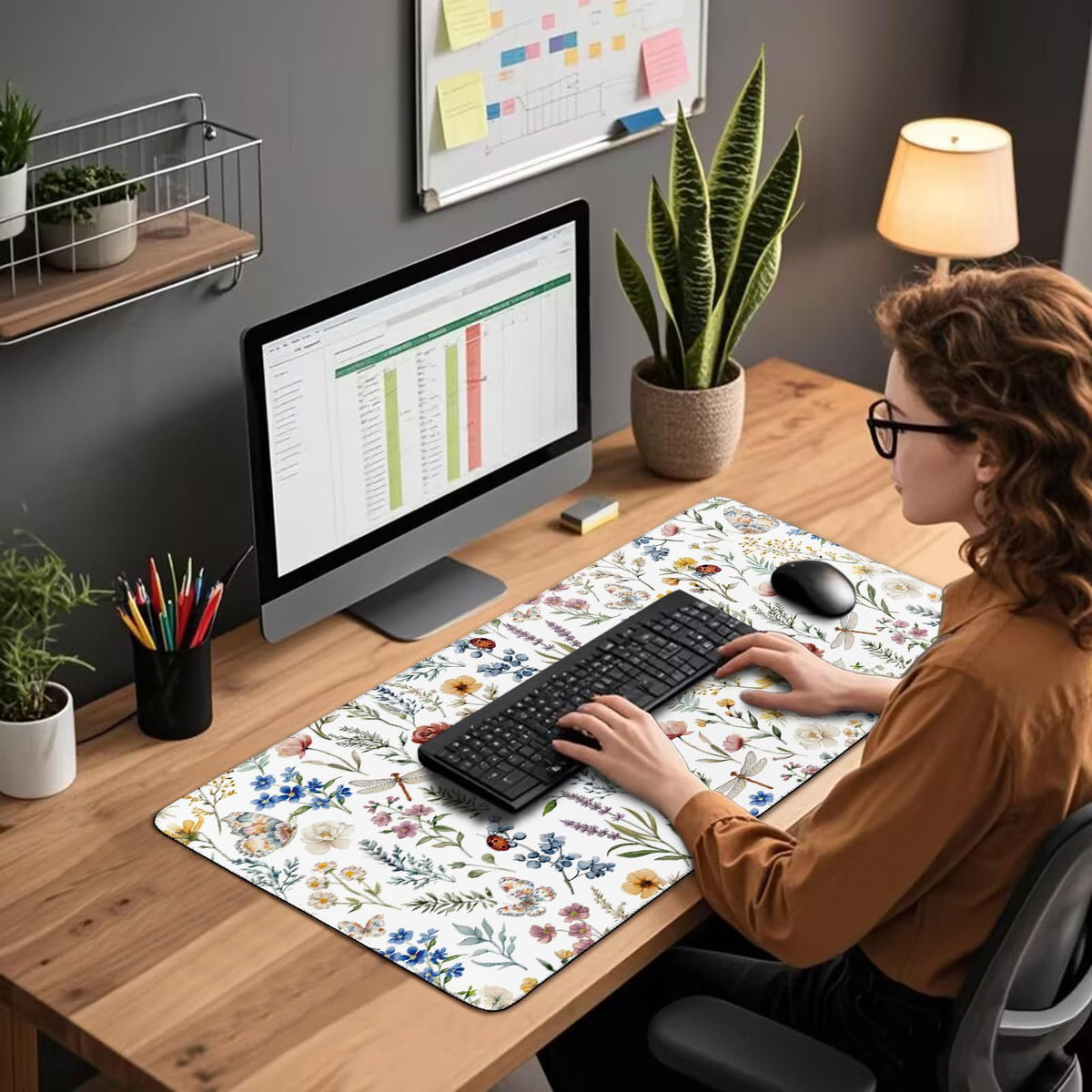 Mcapirivo Large Gaming Mouse Pad Desk Mat 31.5"x15.7" Non-Slip Weeds Floral