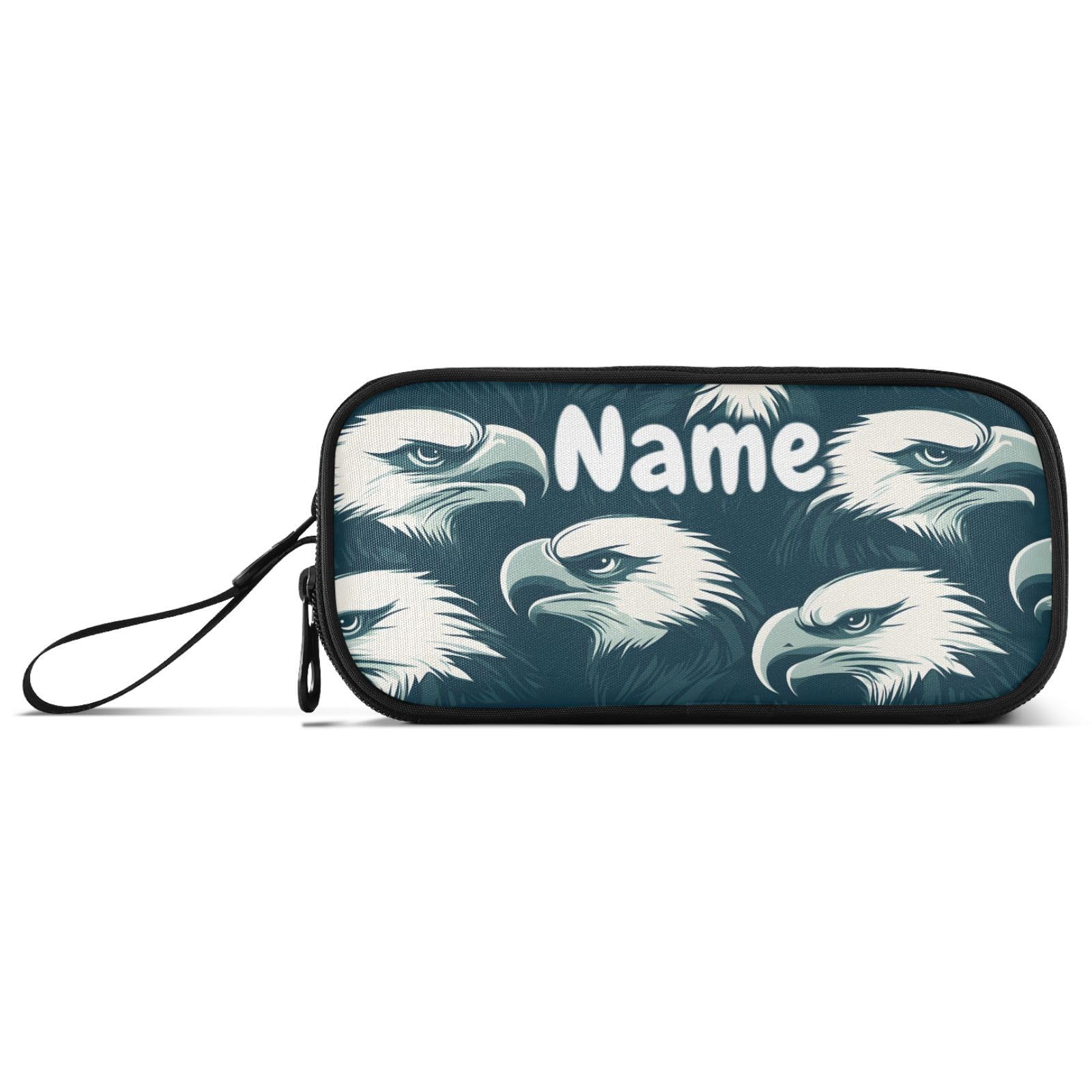 BOENLE Custom Eagles Head Pencil Case Box Boys Girls Personalized Name Large Pencil Pouch