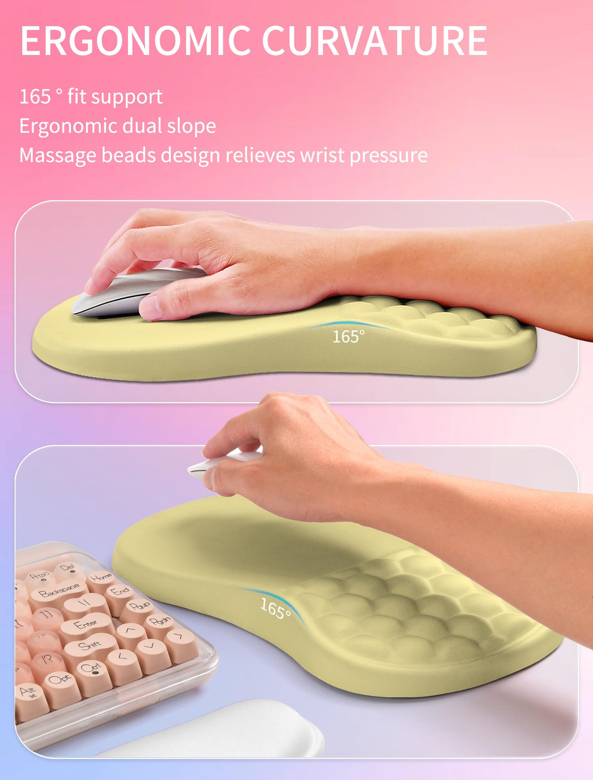 Hokafenle 2in1 Combination, Wave Keyboard Wrist Rest and Ergonomic Curvature Mouse Pad Wrist