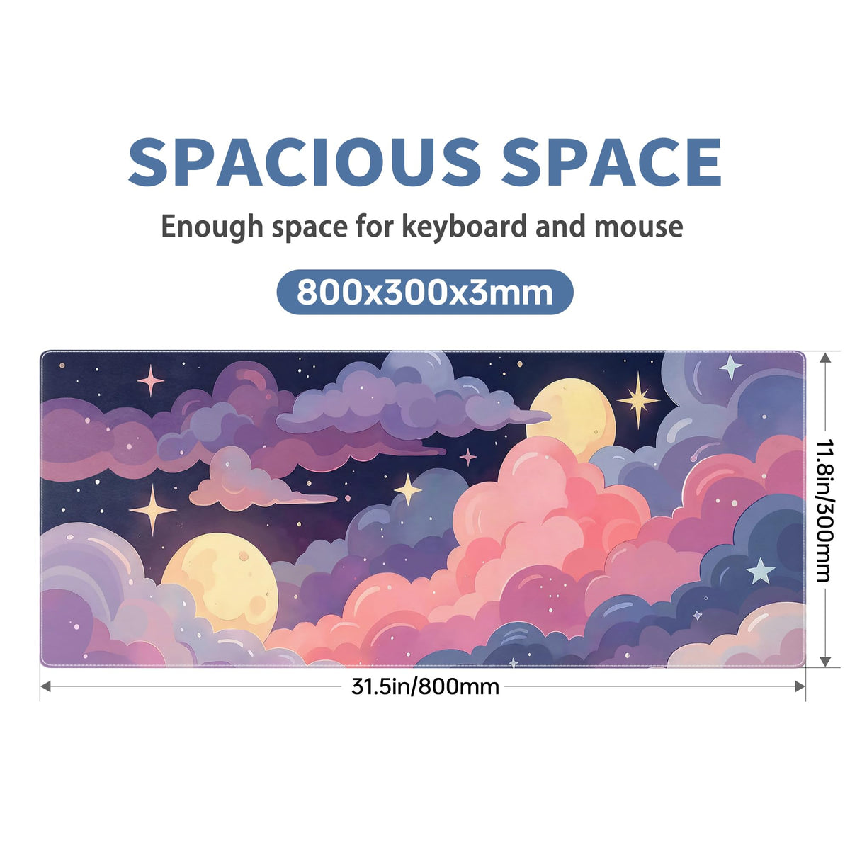 Cute Mouse Pad Kawaii Large Desk Mat Extended Keyboard Mouse Pad Pink Purple Cloud Mousepad with