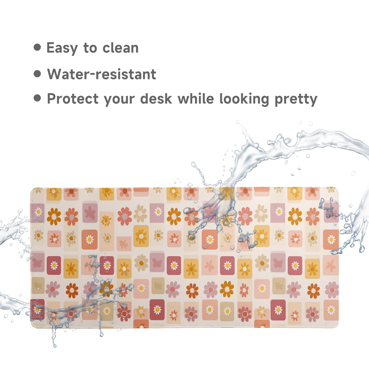 Desk Mat Mouse Pad Gaming Desk Pad XL Large Mouse Mat Office Decor Accessories (Flower)
