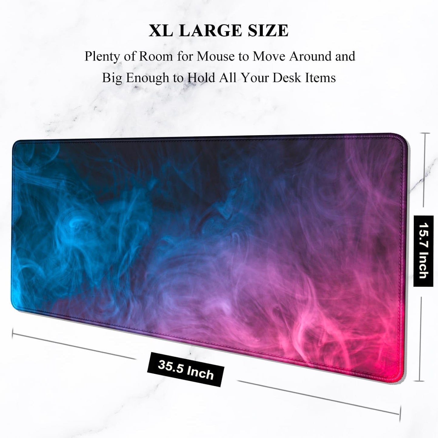 Auhoahsil Large Gaming Mouse Pad, XXL 35.4 x 15.7 in Desk Mat, Purple Smoke