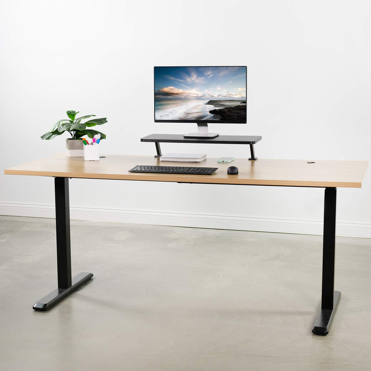 VIVO Black Clamp-on Small 26 inch Ergonomic Desk Shelf, Single Computer Monitor Stand Riser - Desk