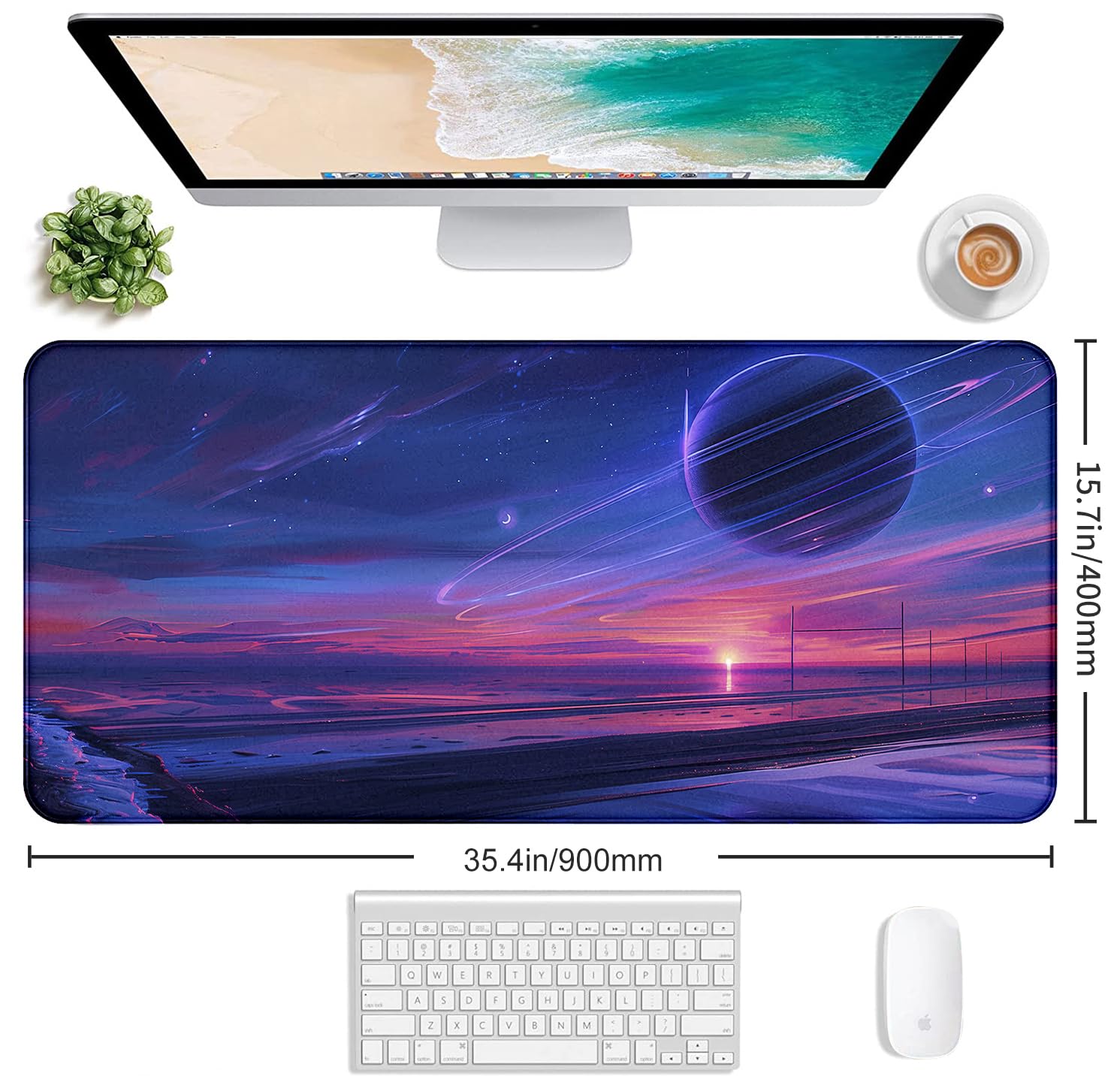 Space Landscape Computer Mouse Pad, XXL Laptop Gaming Mouse Keyboard Pad