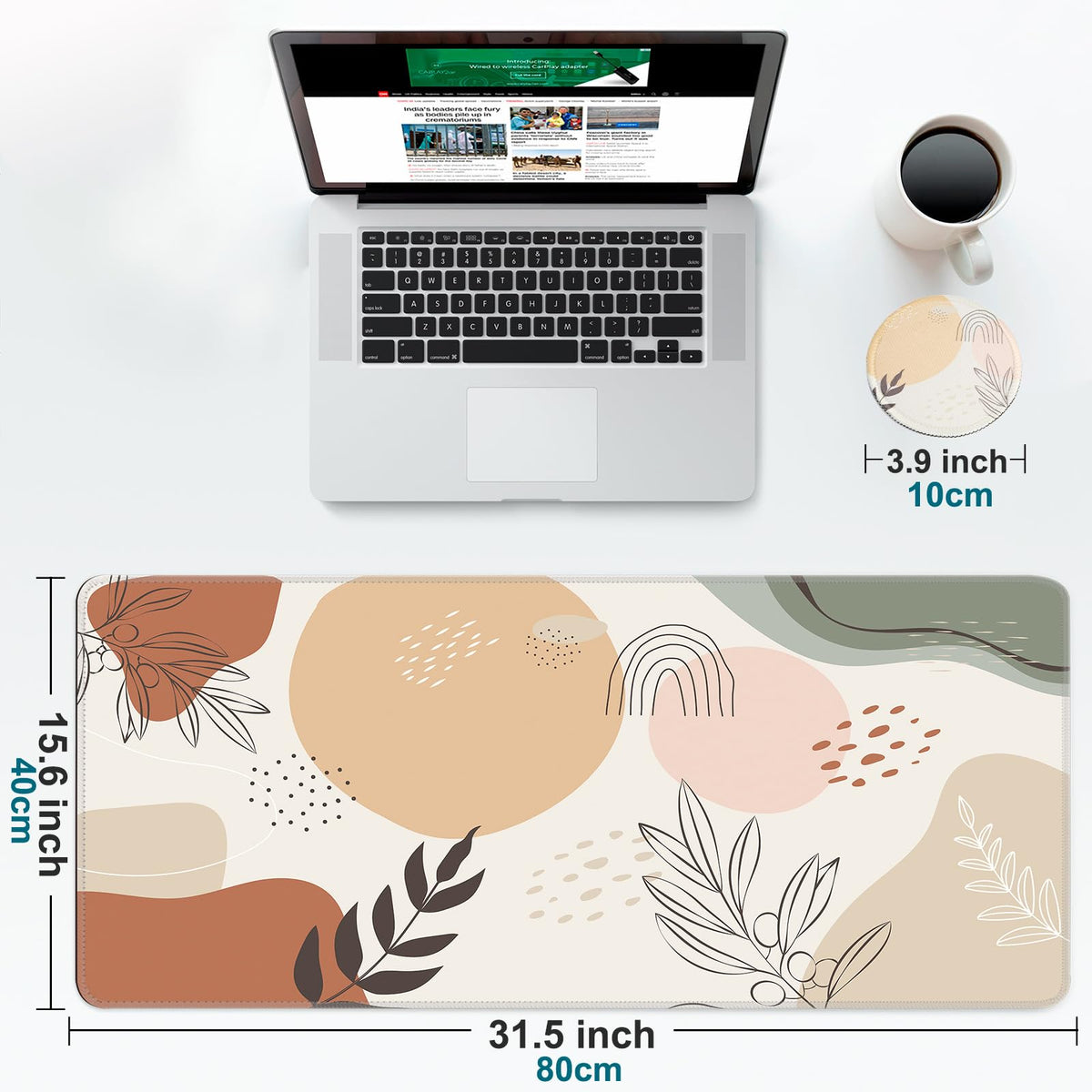 Large Gaming Mouse Pad with Coaster,Desk Matt for Desktop,Desk Mat-Boho