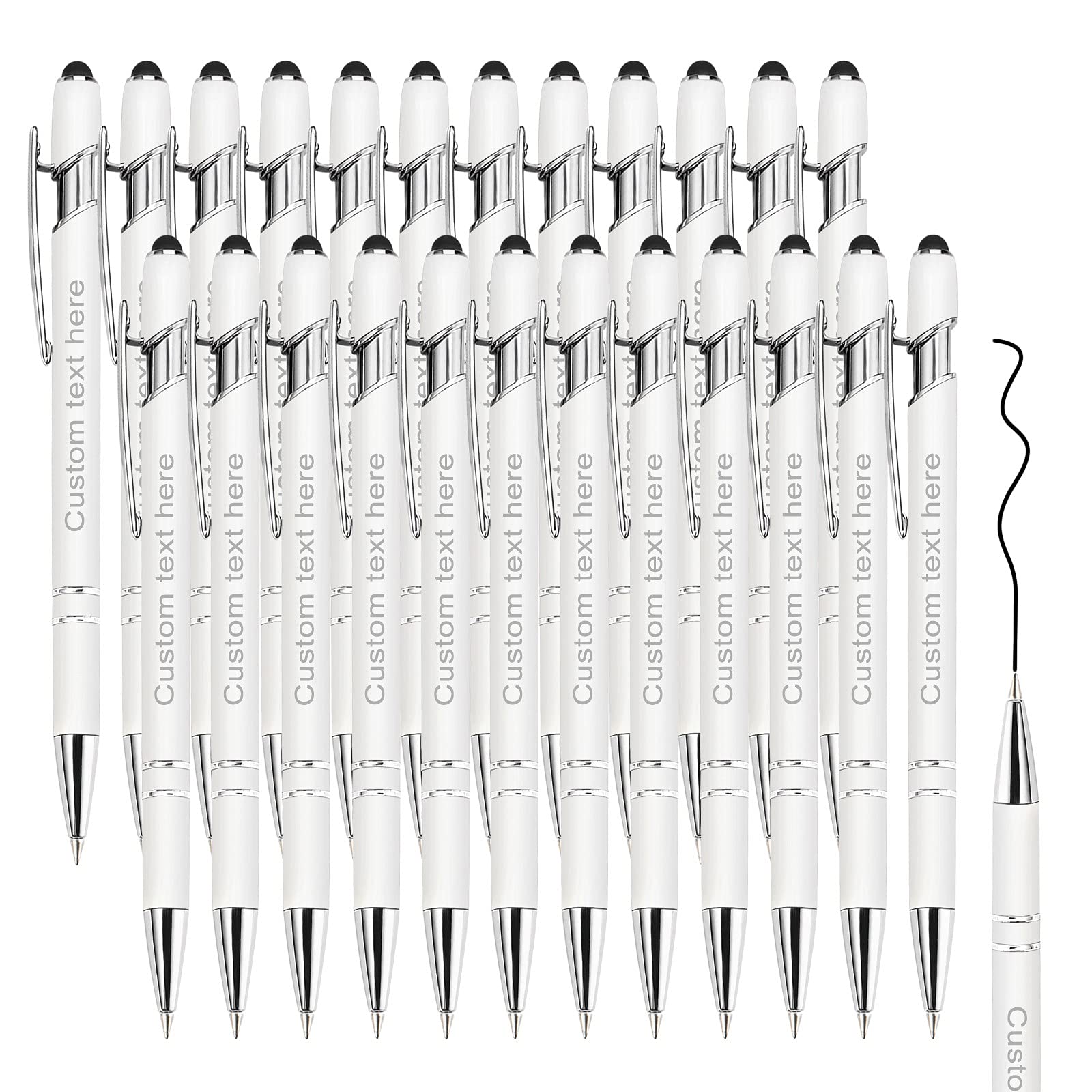 Amlion Custom Pens Personalized Bulk, Customized Ballpoint Pens with Stylus Name Message Logo