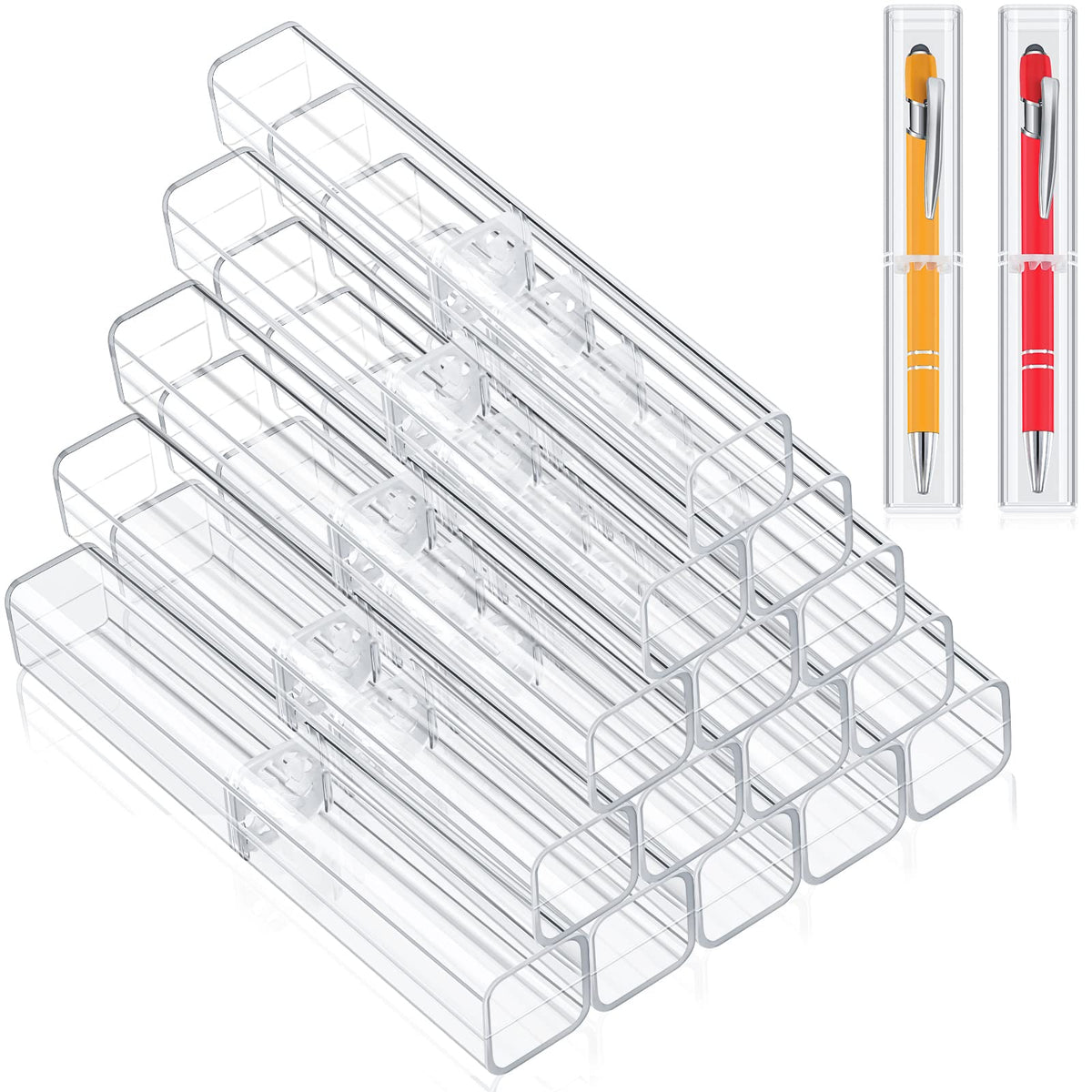 Spakon 20 Pieces Pen Gift Boxes, Acrylic Plastic Pen Cases Storage Plastic Pencil Box Case