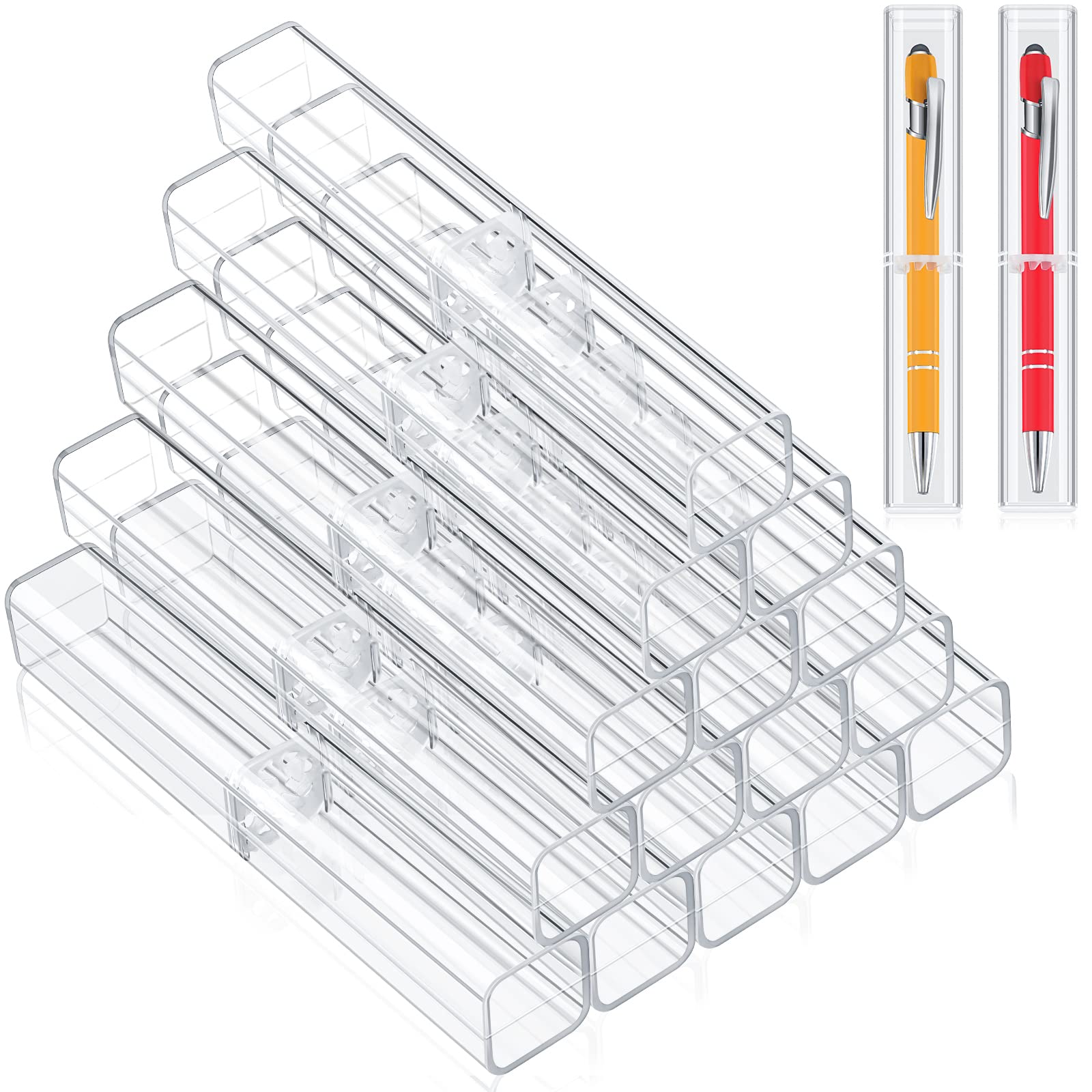 Spakon 20 Pieces Pen Gift Boxes, Acrylic Plastic Pen Cases Storage Plastic Pencil Box Case
