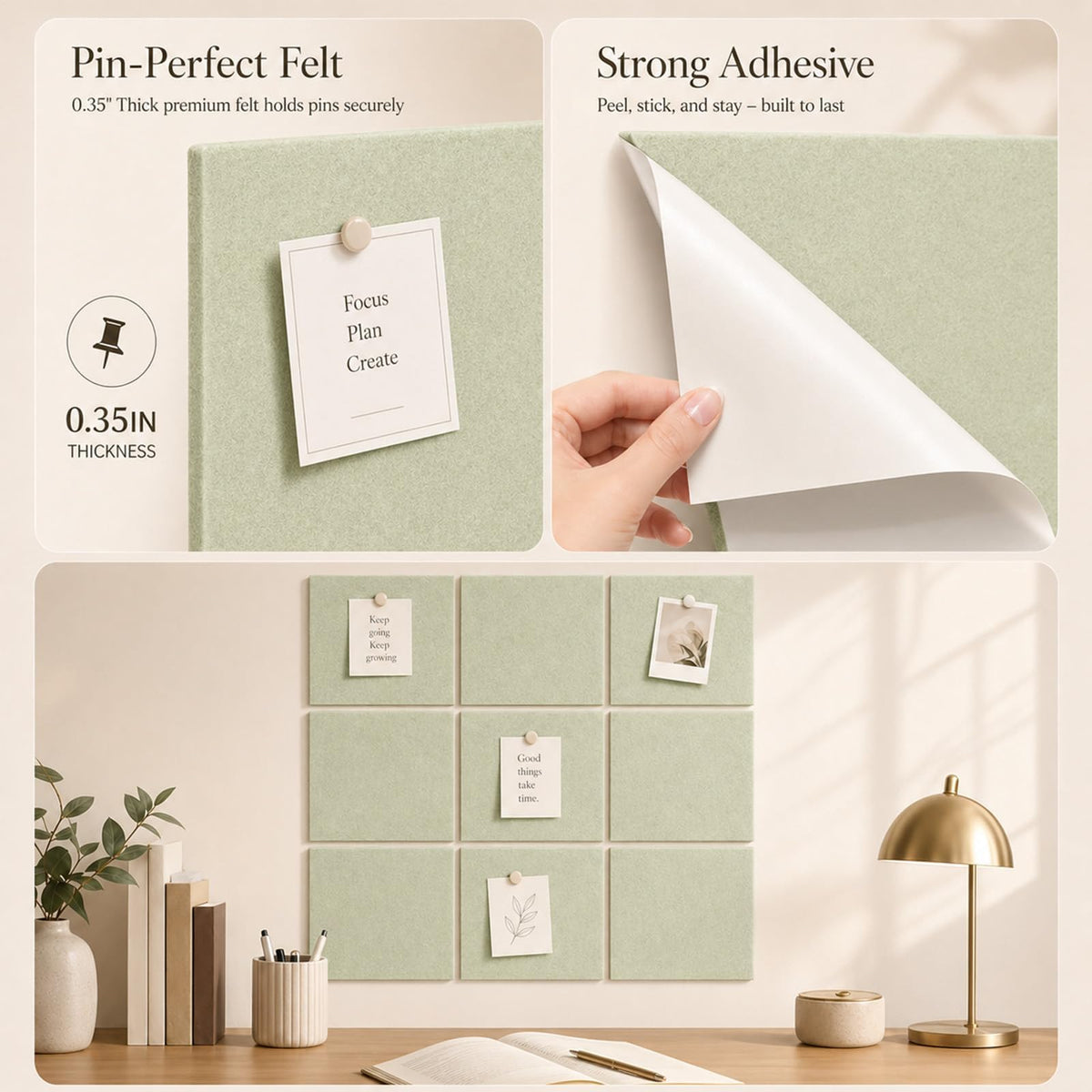 Baysola Felt Bulletin Board Tiles, Cork Board Alternative, 48 x 36 in