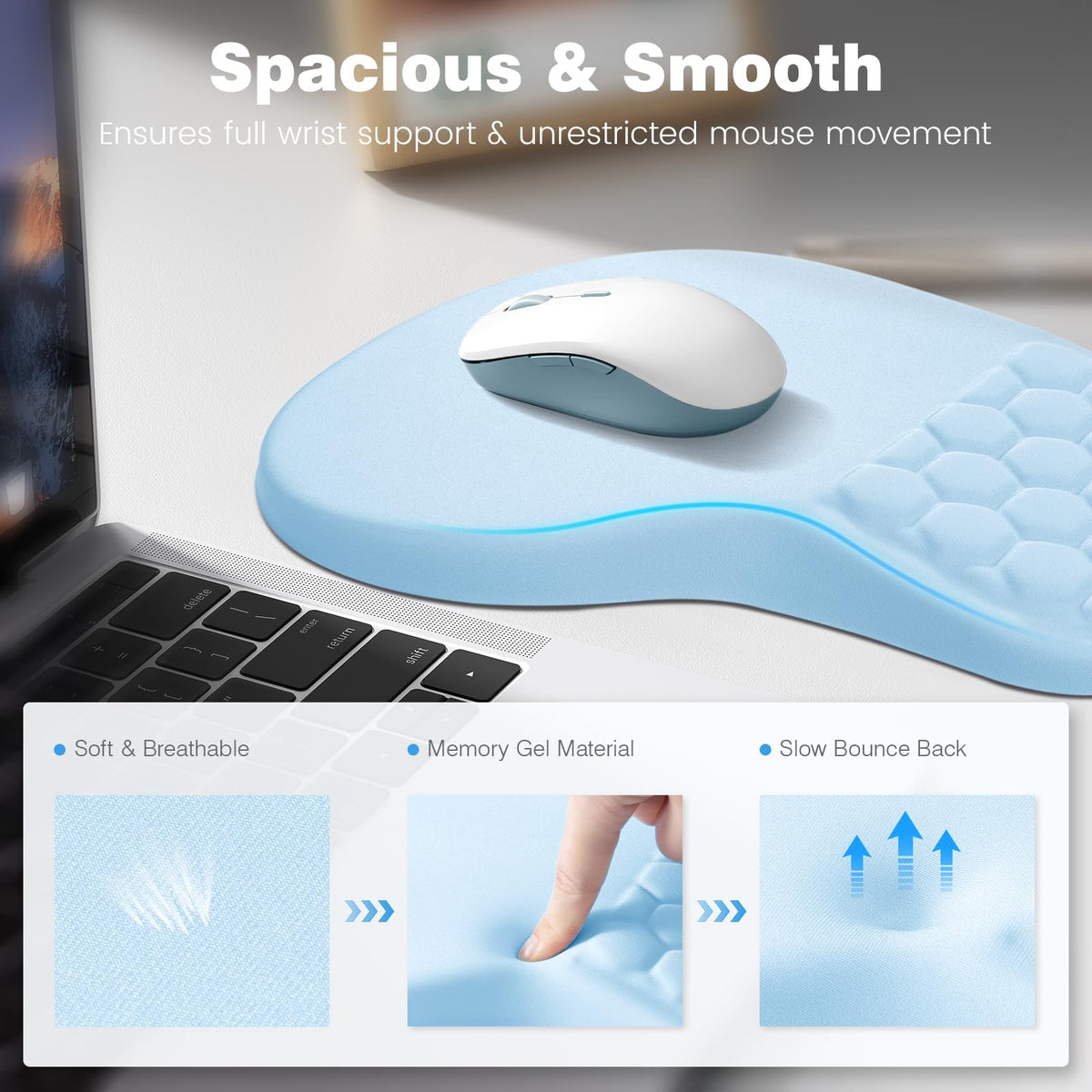 Ospelelf Keyboard Wrist Rest and Mouse Pad Set, Ergonomic Memory Foam Wrist Support, Aesthetic Desk