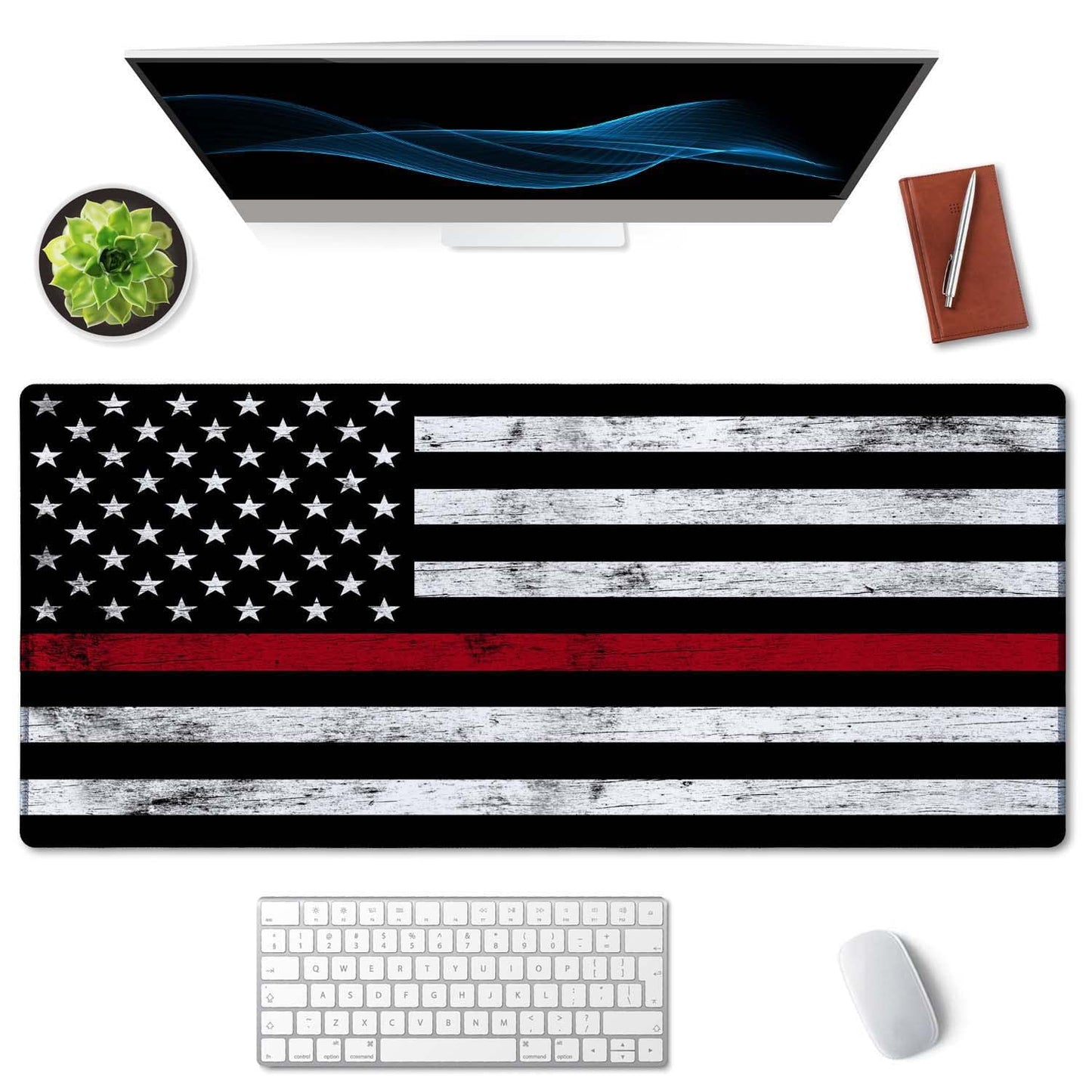 SSOIU Extended Gaming Mouse Pad (35.5x15.7 in), Large Stable Rubber Base Mousepad with Stitched