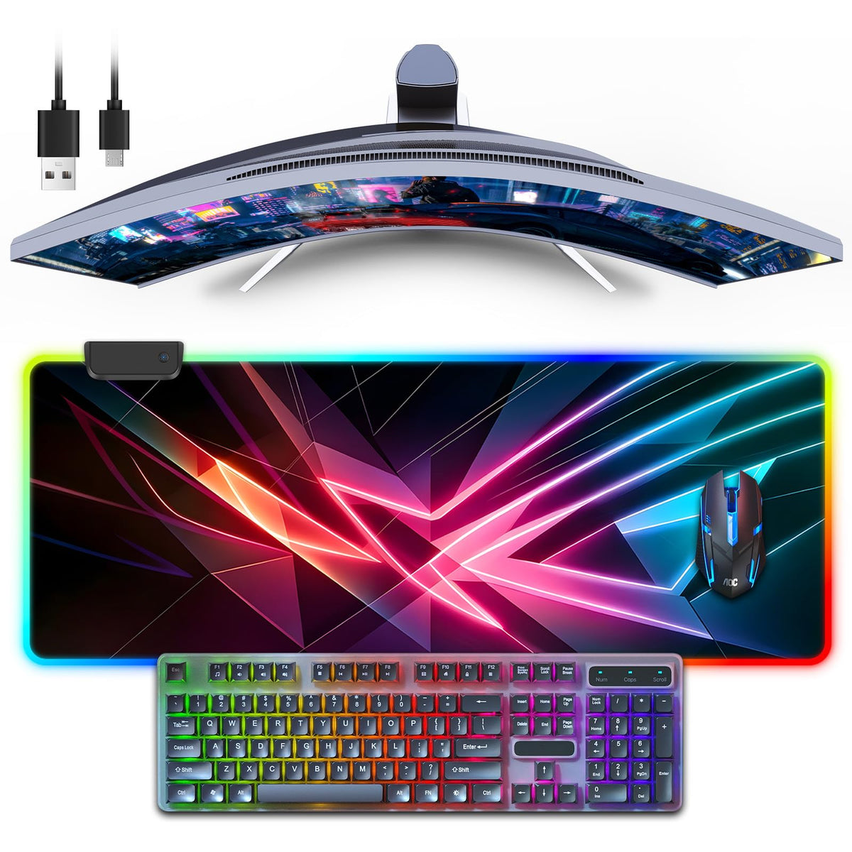 Mouse Pad 31.5 X 11.8 Inches RGB Mouse Mat with 13 Light Modes