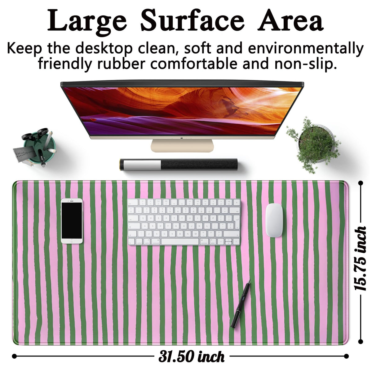 Stripes Aesthetic Desk Mat Pink Retro Style Large Mouse Pad Cute Desk Pad Gaming Mousepad XXL