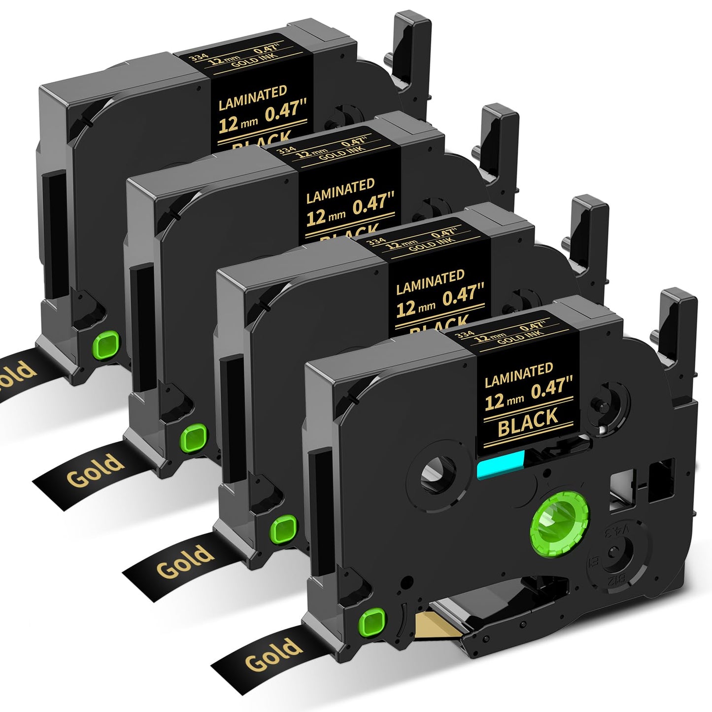 Replacement for Brother P Touch Label Tape Gold on Black TZe-334 TZe334