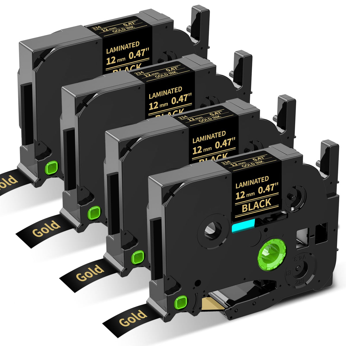 Replacement for Brother P Touch Label Tape Gold on Black TZe-334 TZe334