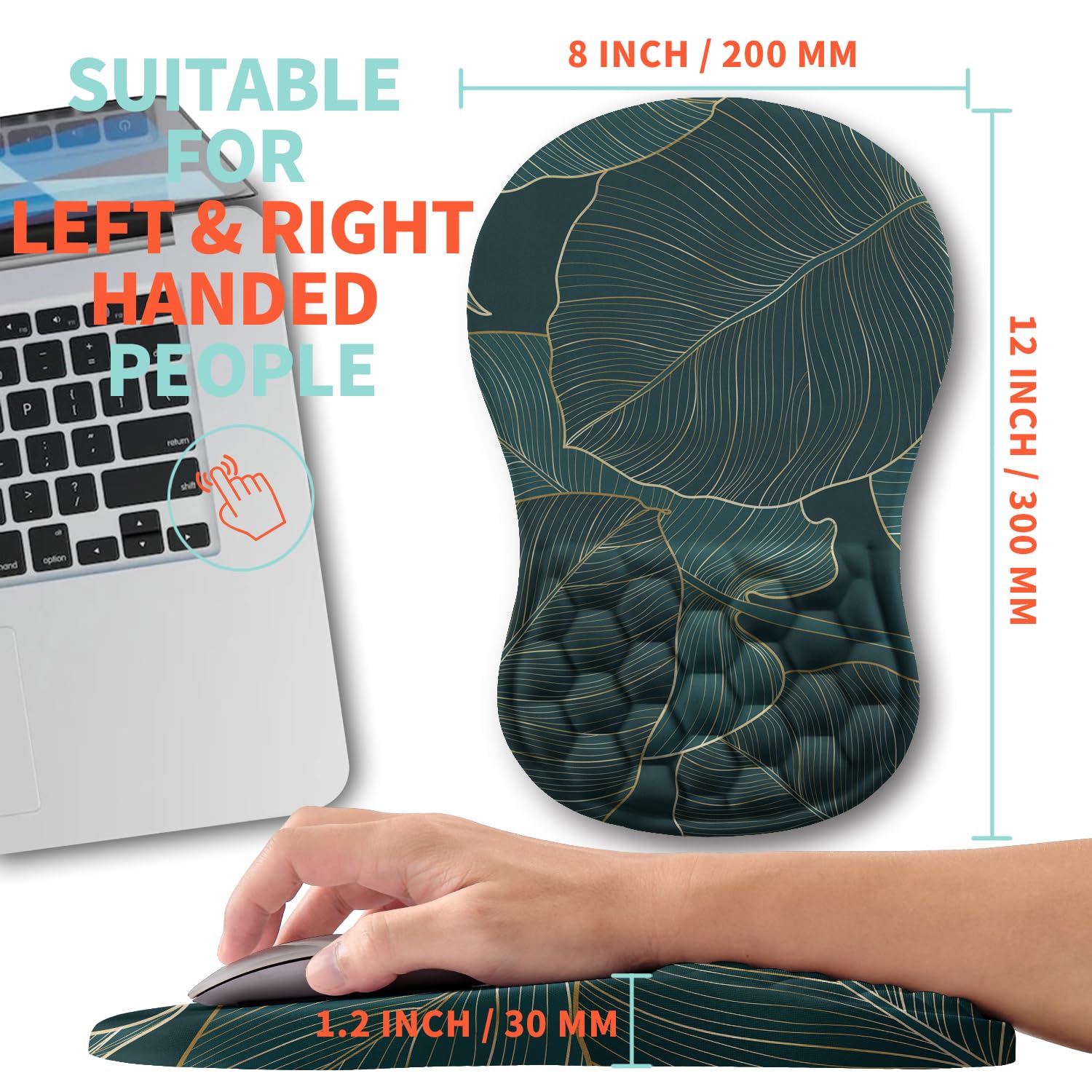 Kuosgm Ergonomic Mouse Pad Wrist Support with Memory Foam Massage Bulge, Carpal Tunnel Pain Relief
