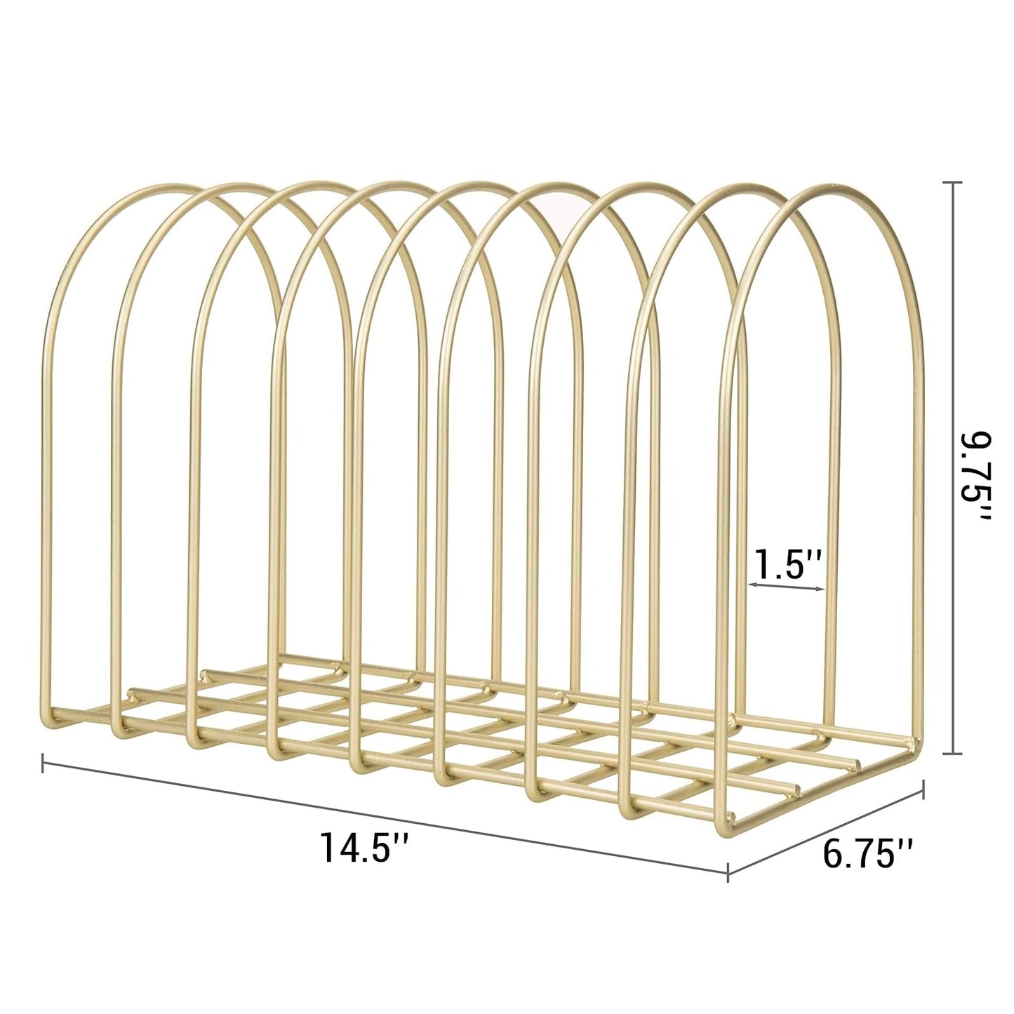 MyGift Brass Metal Wire File Desk Organizer Binder Holder with 8 Wide Slots
