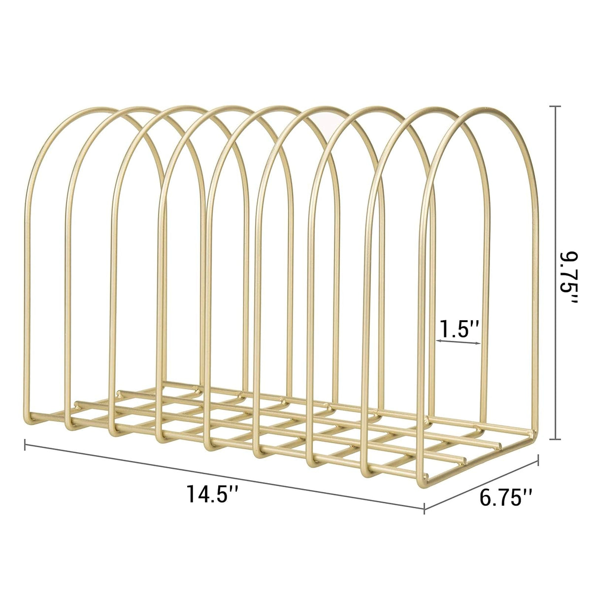 MyGift Brass Metal Wire File Desk Organizer Binder Holder with 8 Wide Slots