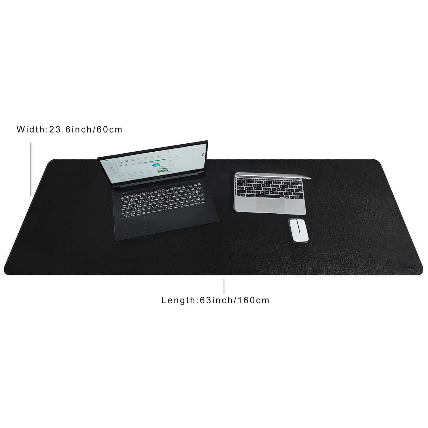 Vyaaa 63" x 24" PU Leather Desk Mat, Black Large Mouse Pad