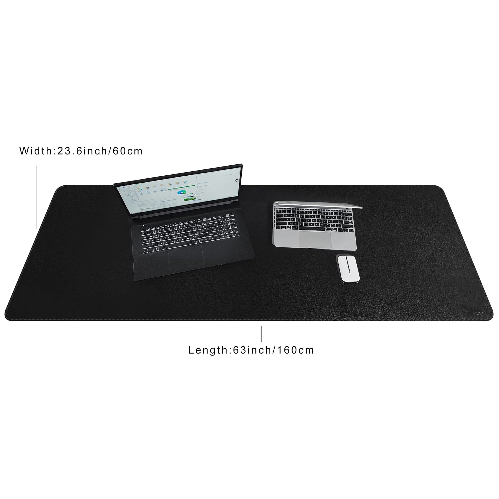 Vyaaa 63" x 24" PU Leather Desk Mat, Black Large Mouse Pad