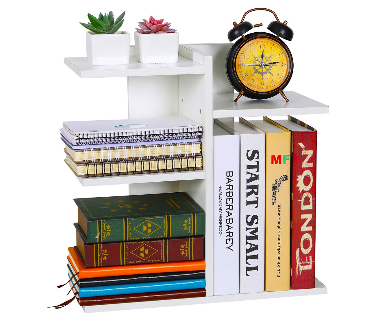 PAG-Mass Desktop Bookshelf Freestanding Wooden Countertop Bookcase Accessories Organizer Display