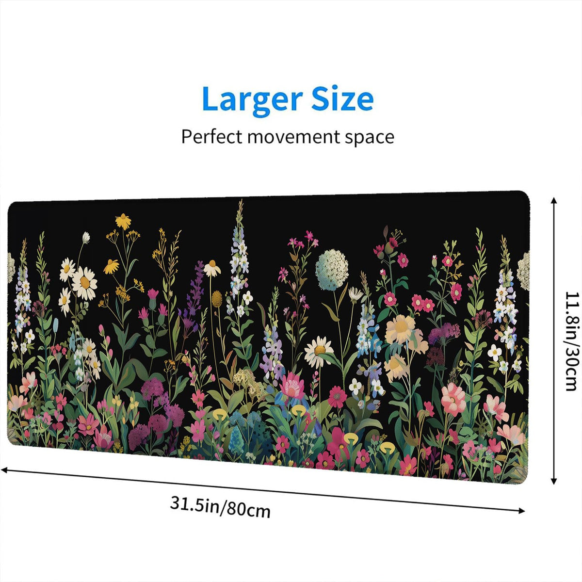 Floral Desk Mat Cute Plant Wildflowers Flowers Large Gaming Mouse Mat with Stitched Edges,Non-Slip