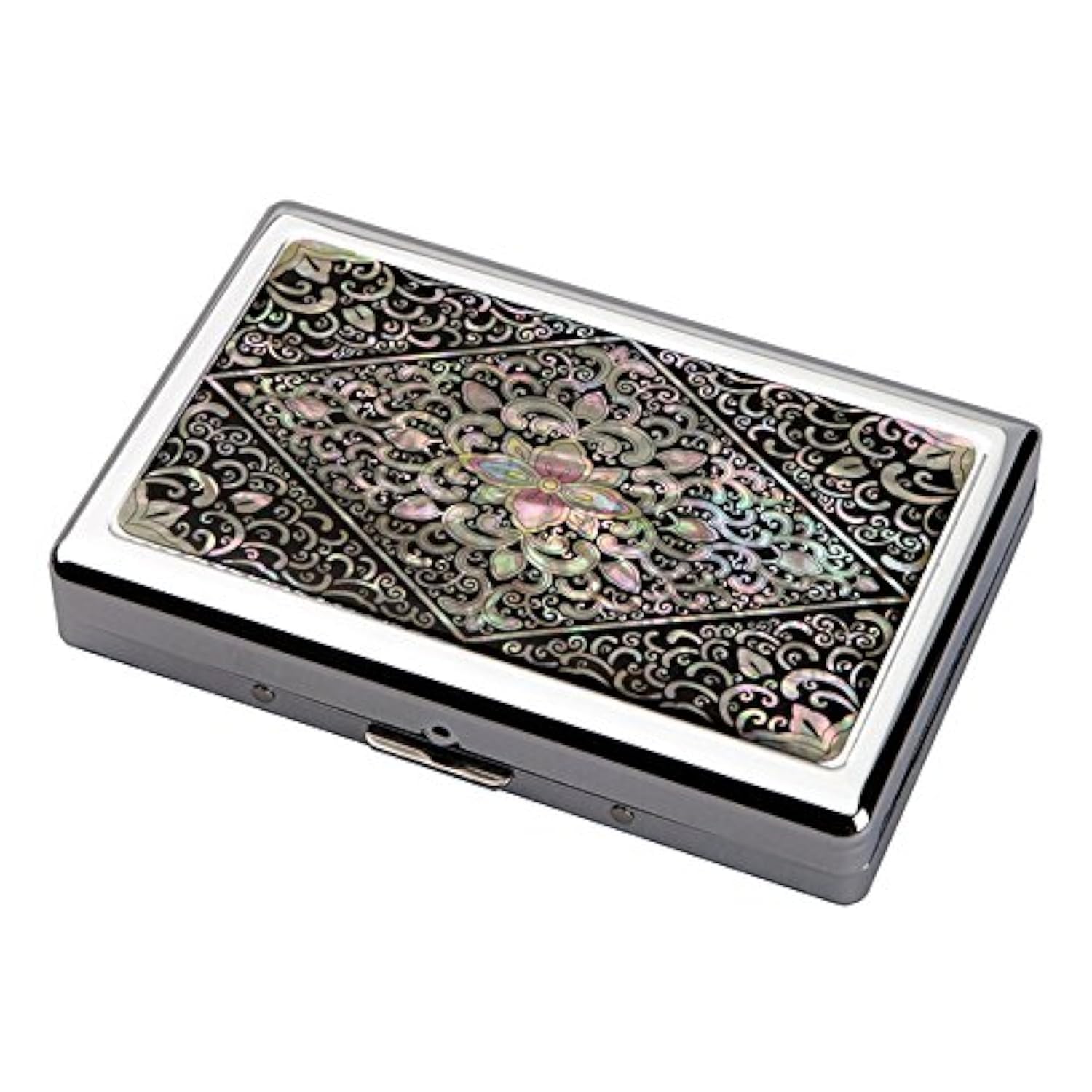 Mother of Pearl Design Extra Long 100S Super Slim King Size 16 Cigarette Engraved Metal Steel RFID