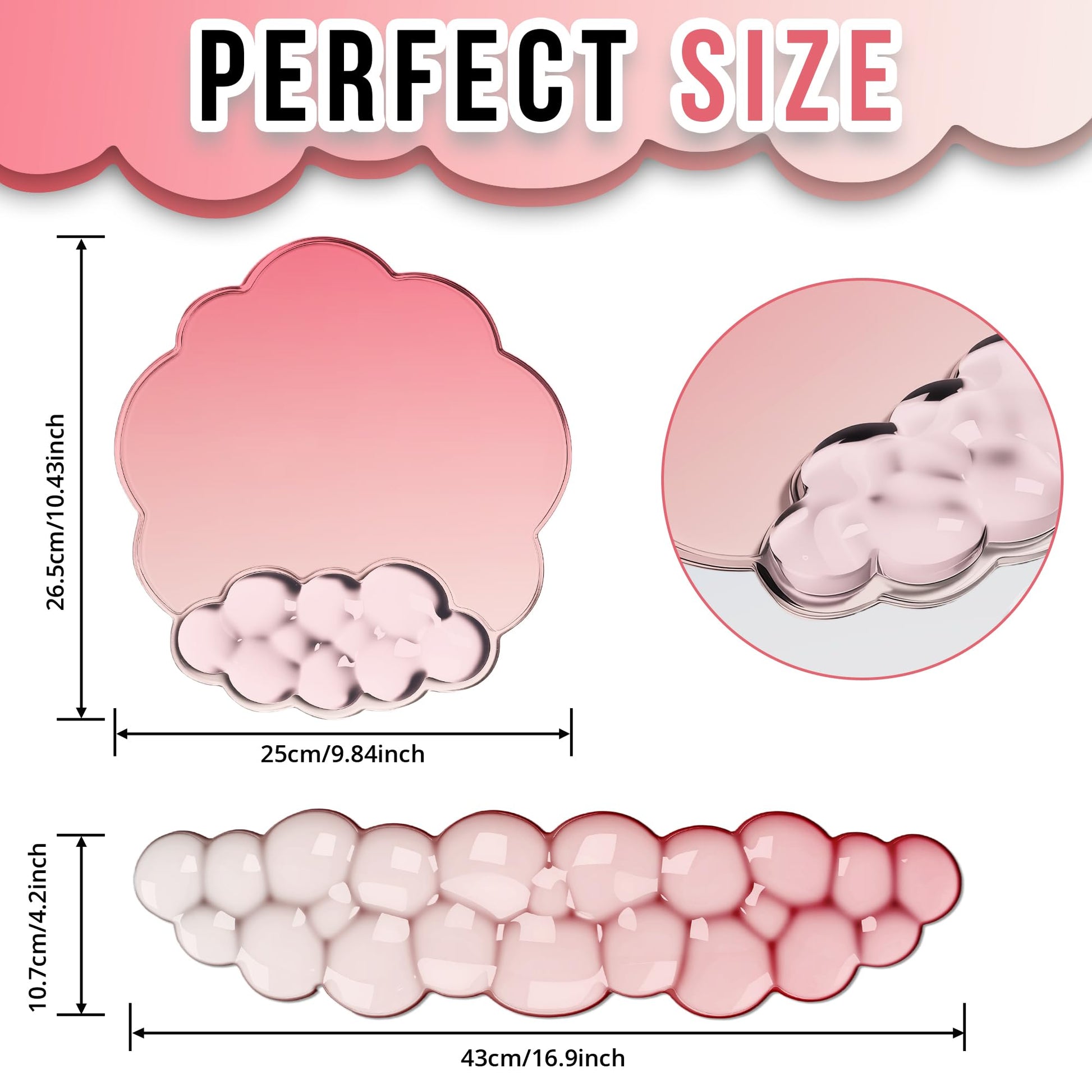 Cloud Wrist Rest Gel Set — Ergonomic Cloud Wrist Rest Keyboard and Mouse, Non-Slip Desk Accessories