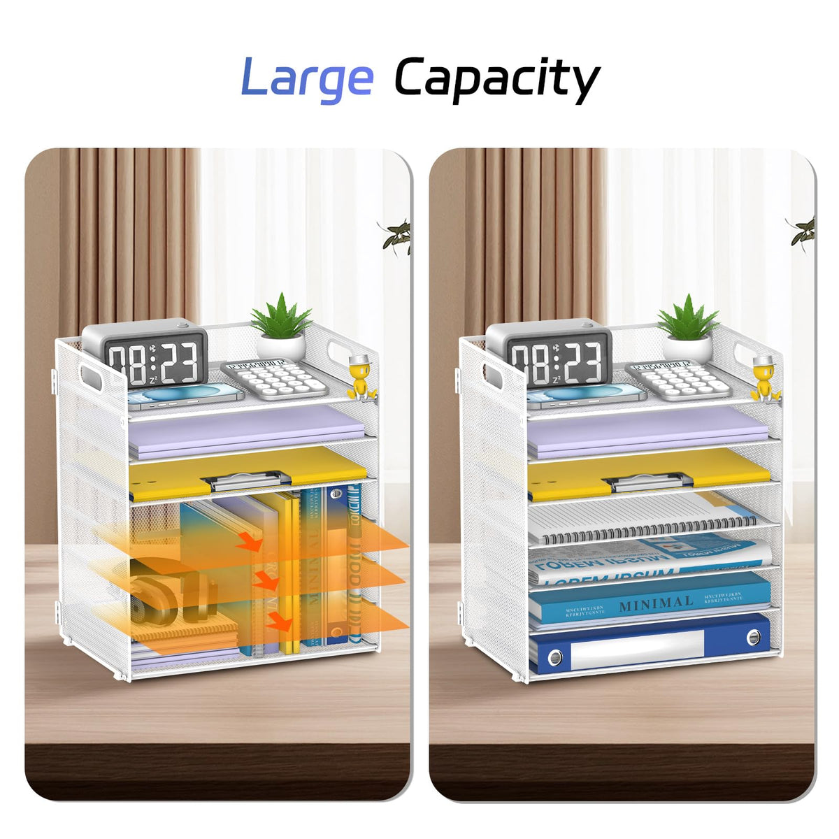 ReePlan 7 Tier Paper Organizer for Desk with Letter Trays & Handle White