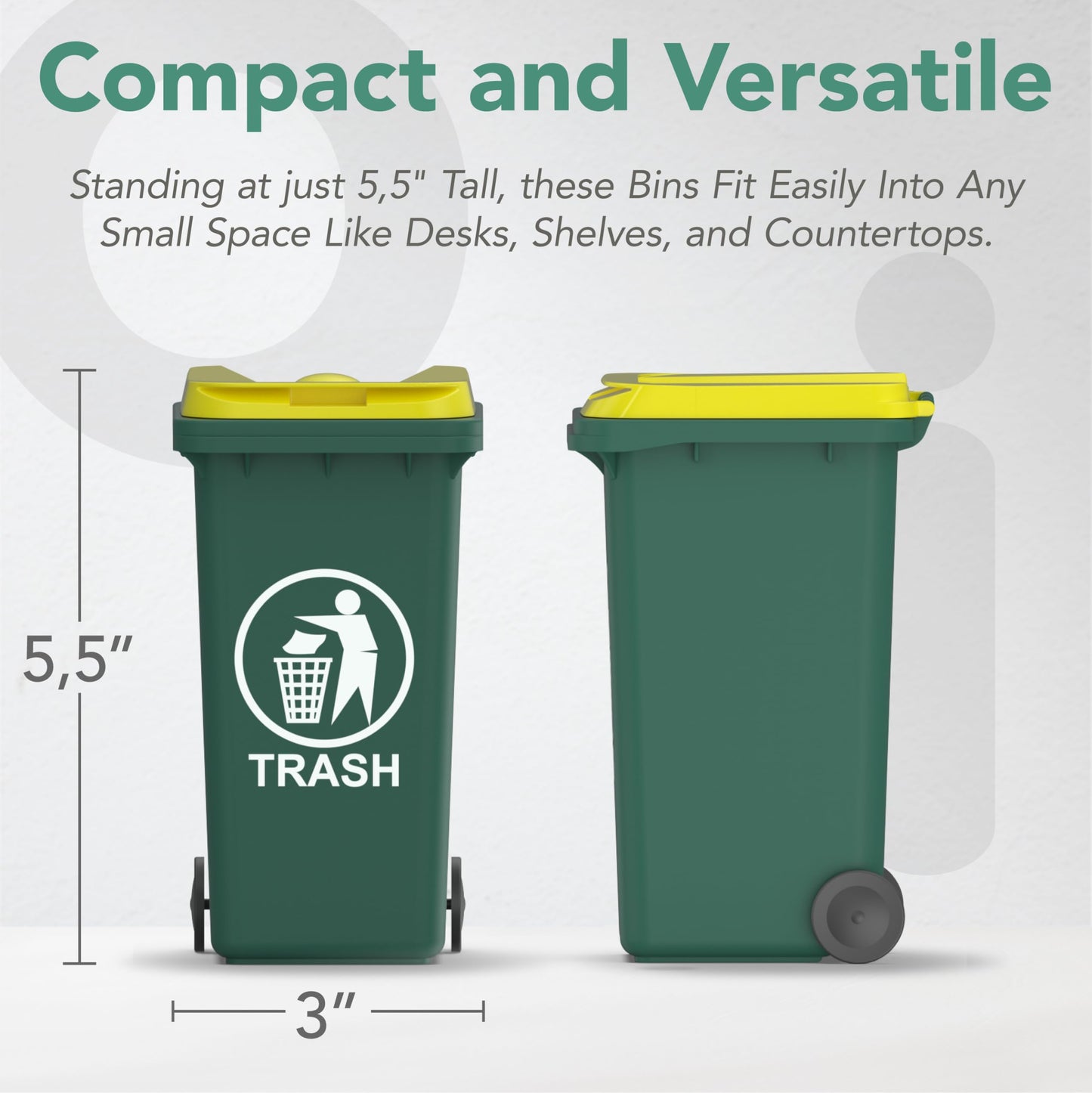 Wiosi Mini Garbage Trash Pen Holder for Desk | Tiny Recycle Bin Pencil Holder Green & Blue, Pack of