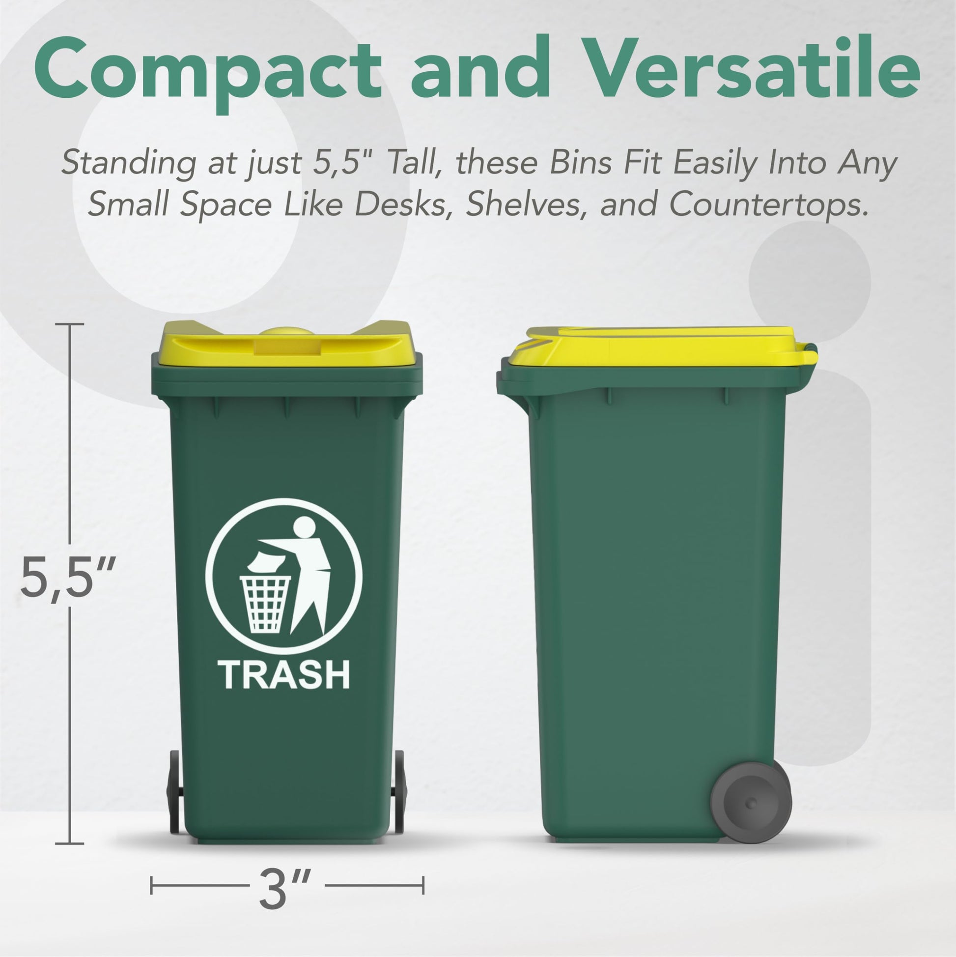 Wiosi Mini Garbage Trash Pen Holder for Desk | Tiny Recycle Bin Pencil Holder Green & Blue, Pack of
