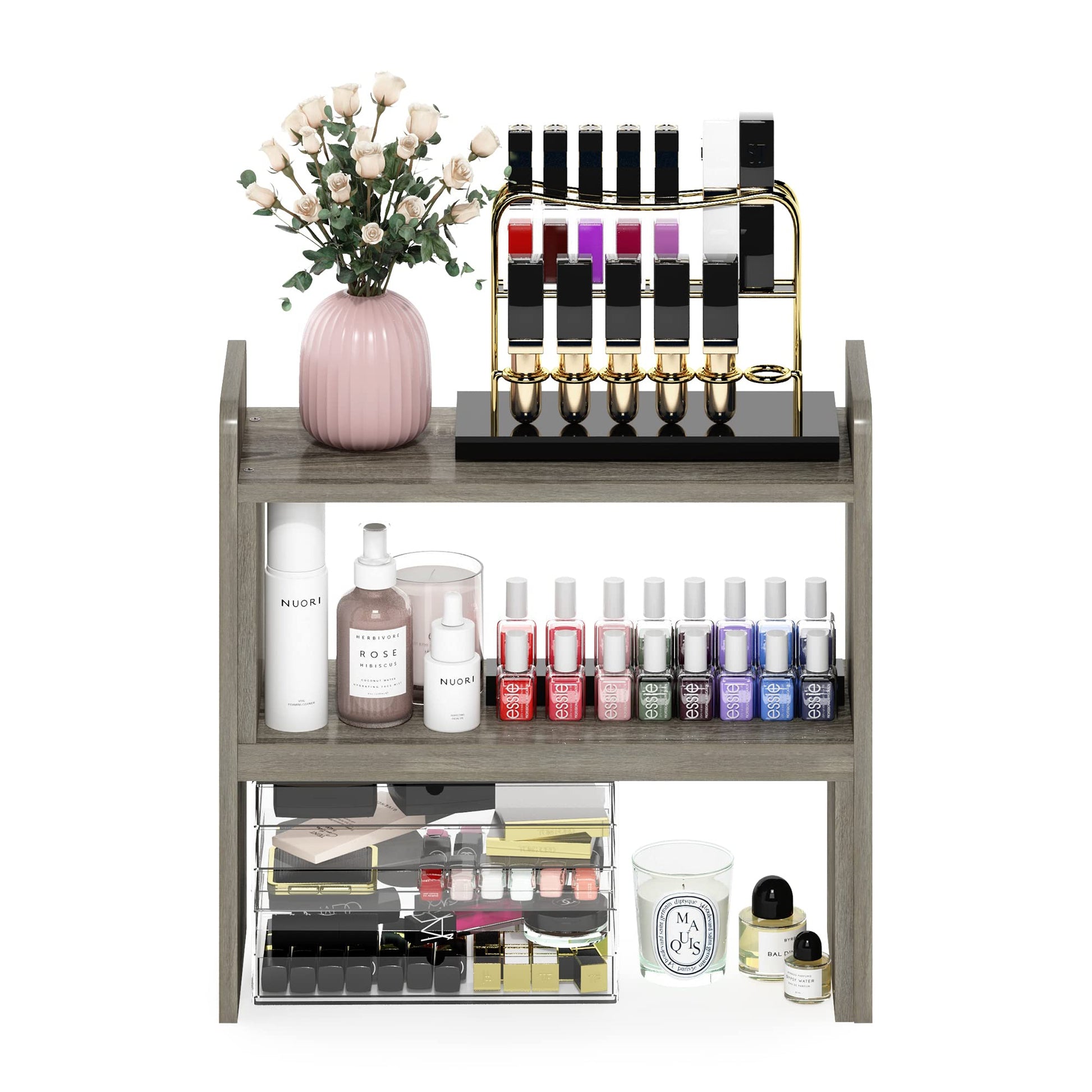 Furinno CLASSIC Desk Organizers and Hutch, Open Shelf Expandable Office Organization, Adjustable