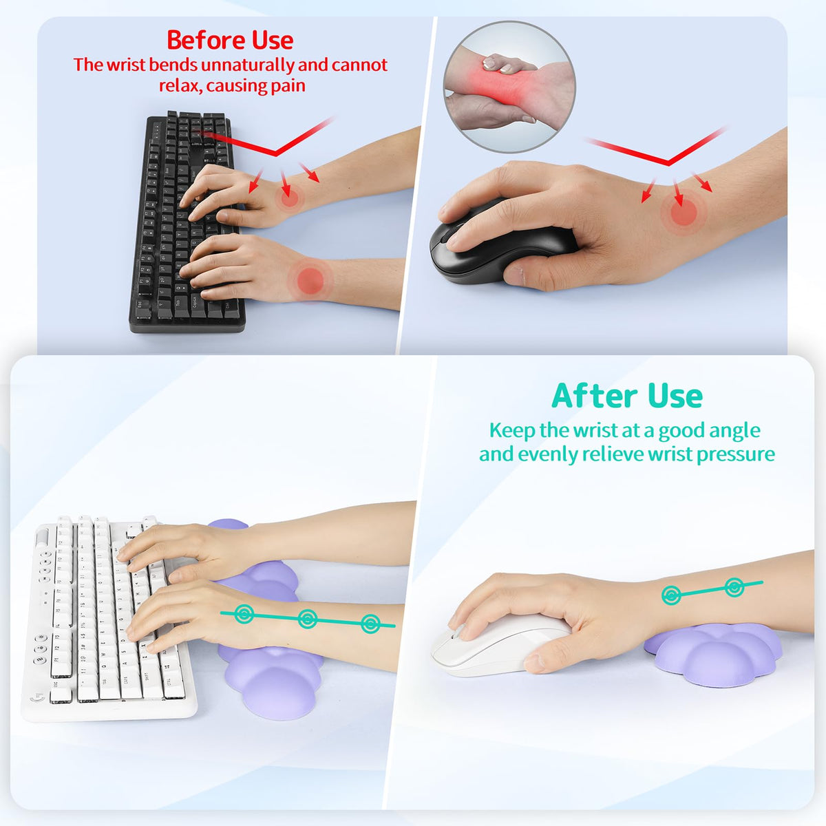 Sushret Cloud Wrist Rest Keyboard, Cloud Keyboard Wrist Pad Set with PU Leather Memory Foam, Cute
