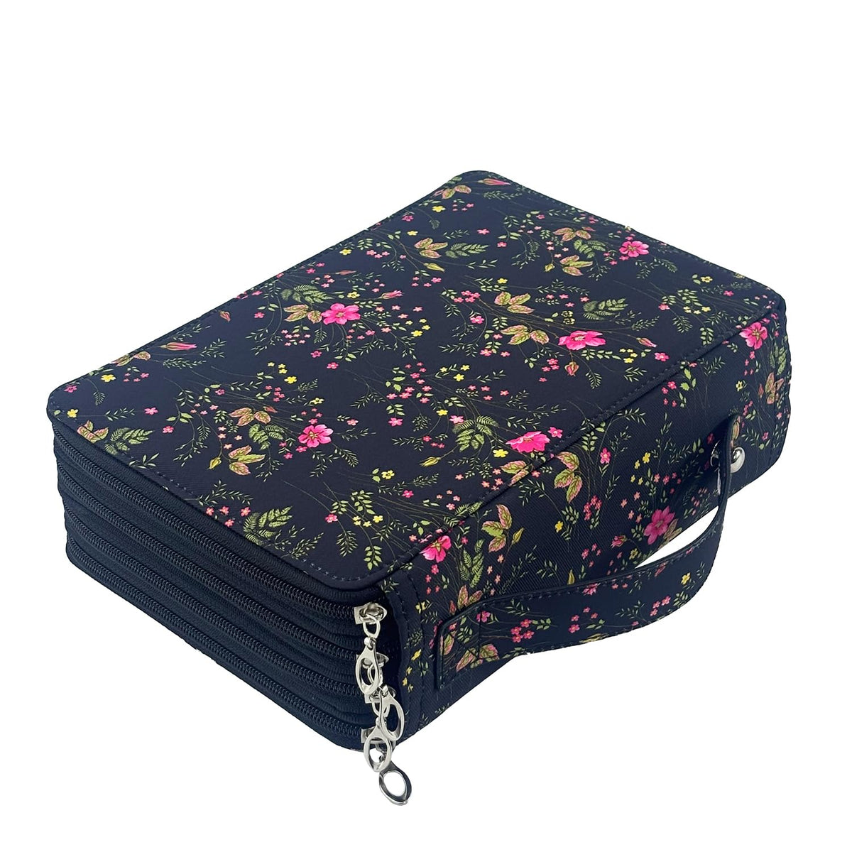 YOUNGCOL 200 Slots Colored Pencil Case,Pen Organizer Black Floral