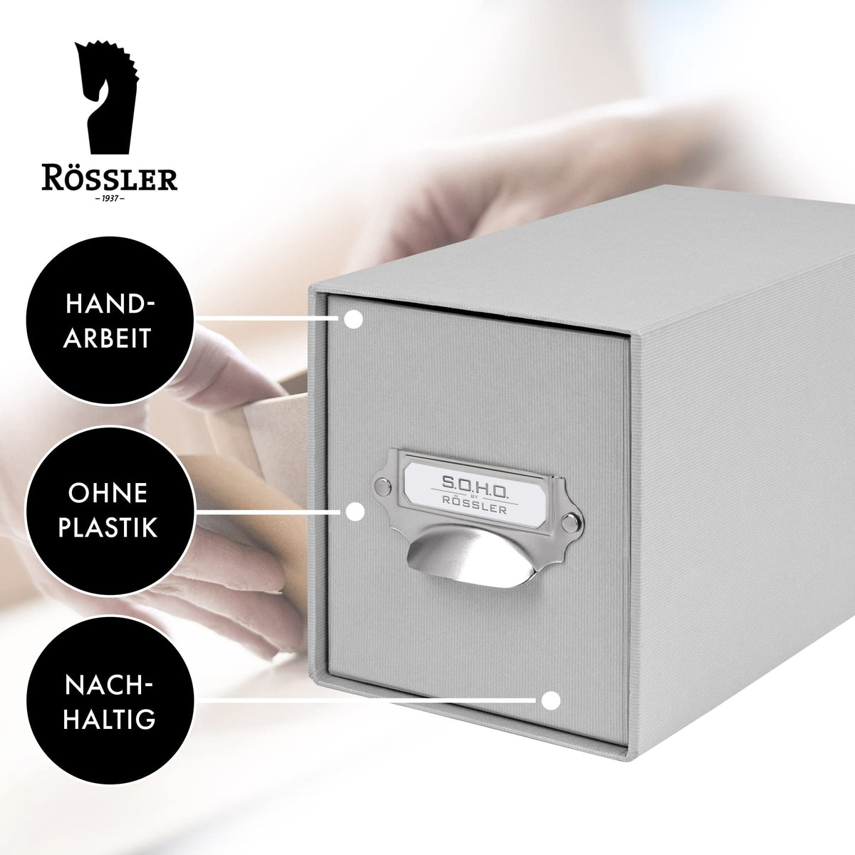 Rössler SOHO CD Storage Box with Metal Index Holder - Neutral