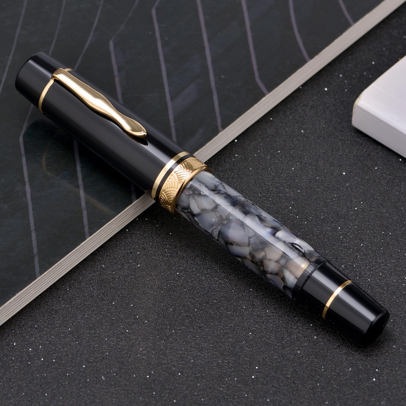 erofa Majohn P139 Fountain Pen Fine Nib Brass Piston System Large Capacity Writing Pen with Box