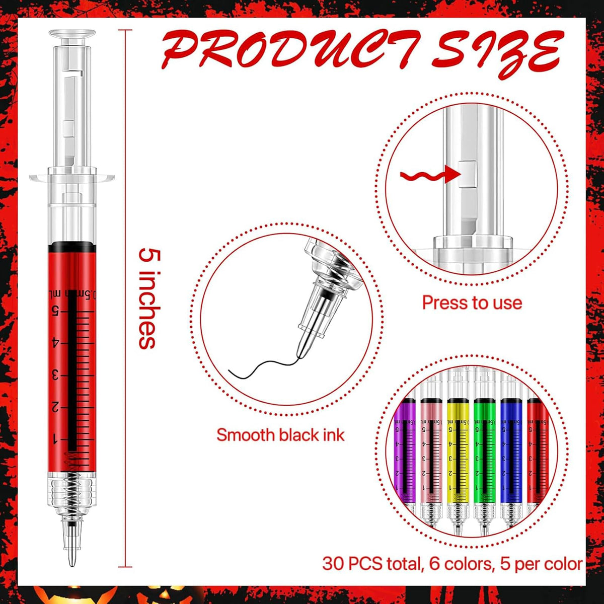 30 Sets Syringe Pens Set Includes 30 Fun Nurse Pens 30 Blood Bag Sticky Notes Black Ink Ballpoint
