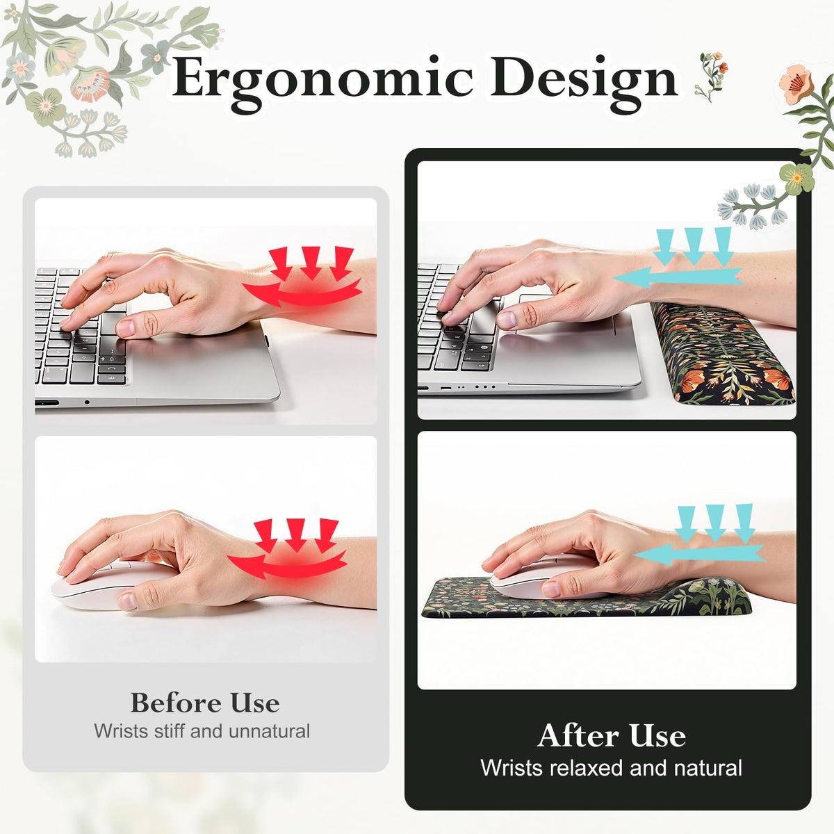 iLeadon Mouse Pad Set, Non Slip Desk Mat with Keyboard Wrist Rest