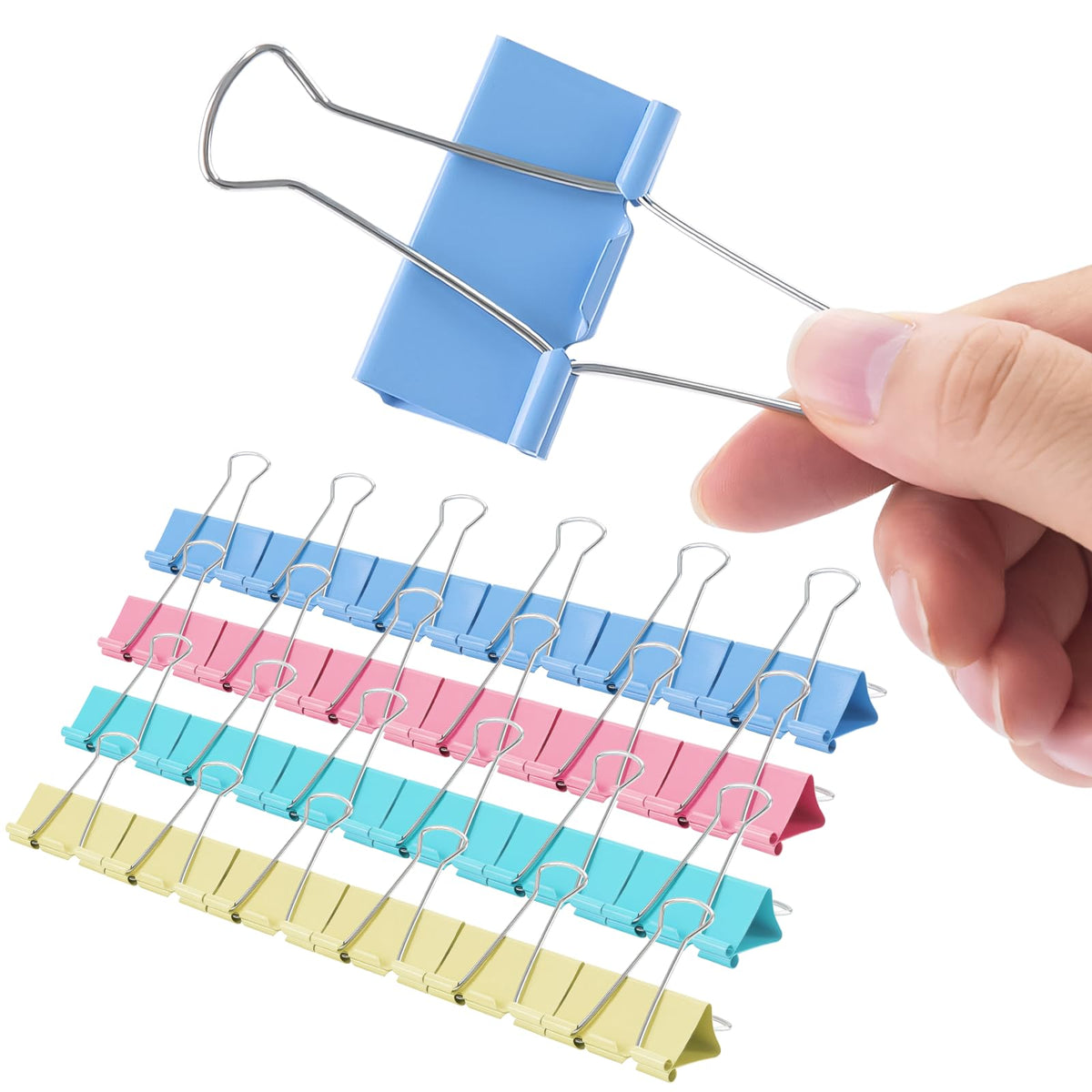 OWLKELA 40 Pack Binder Clips, 2 Inch, Assorted Colors