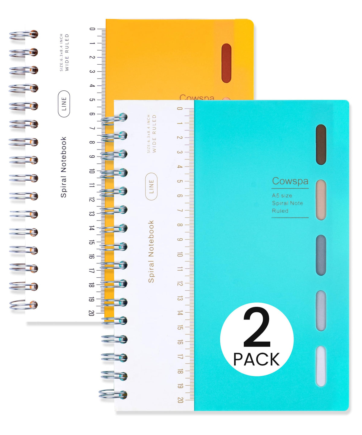 Yoment 2 Pack 5 Subject Notebook Wide Ruled Spiral Notebooks 5x7 with Tabs