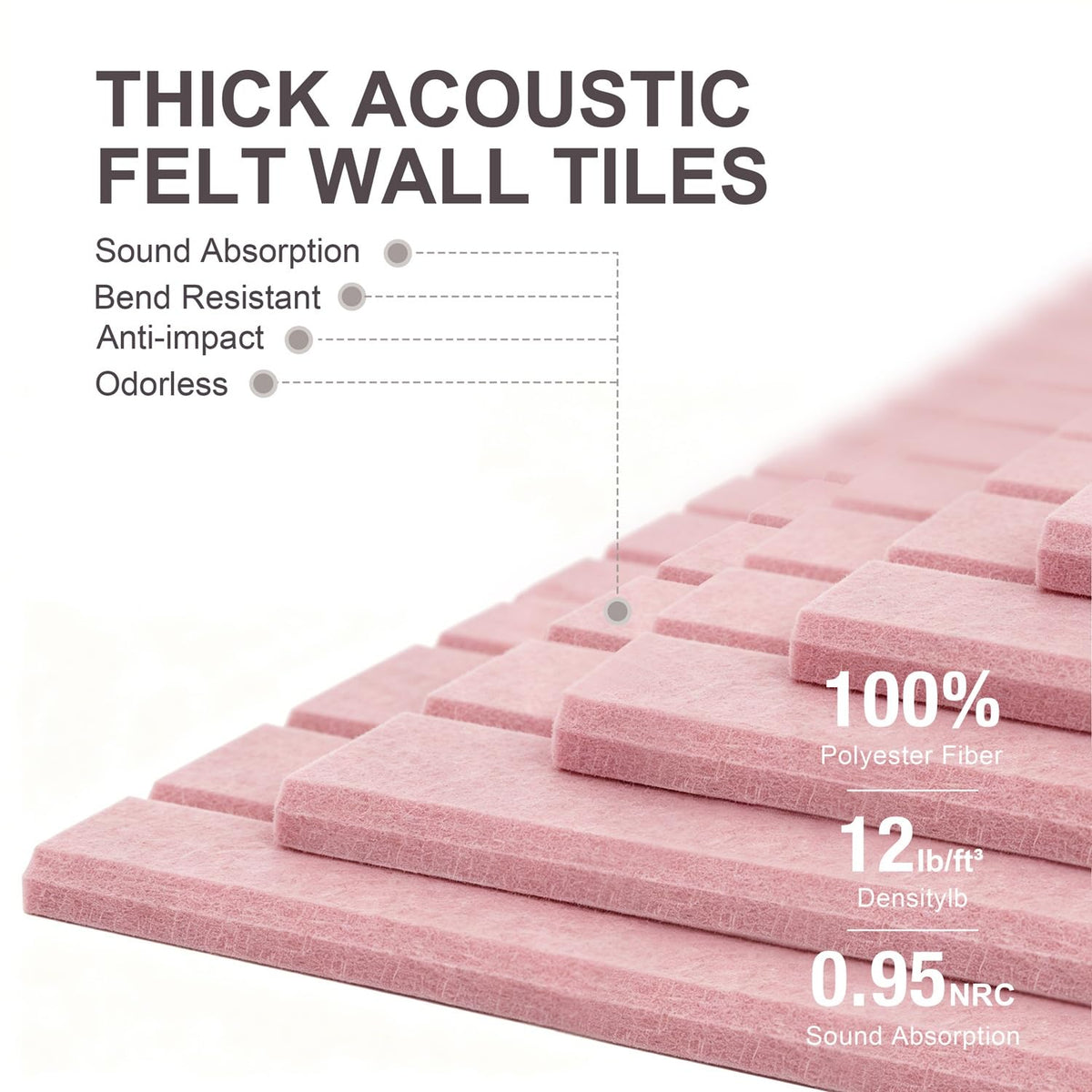 G Gamit 0.47" Thick Felt Pin Board 48"x36" Large Cork Board Alternative 12 Pack 11.81"x11.81"Felt