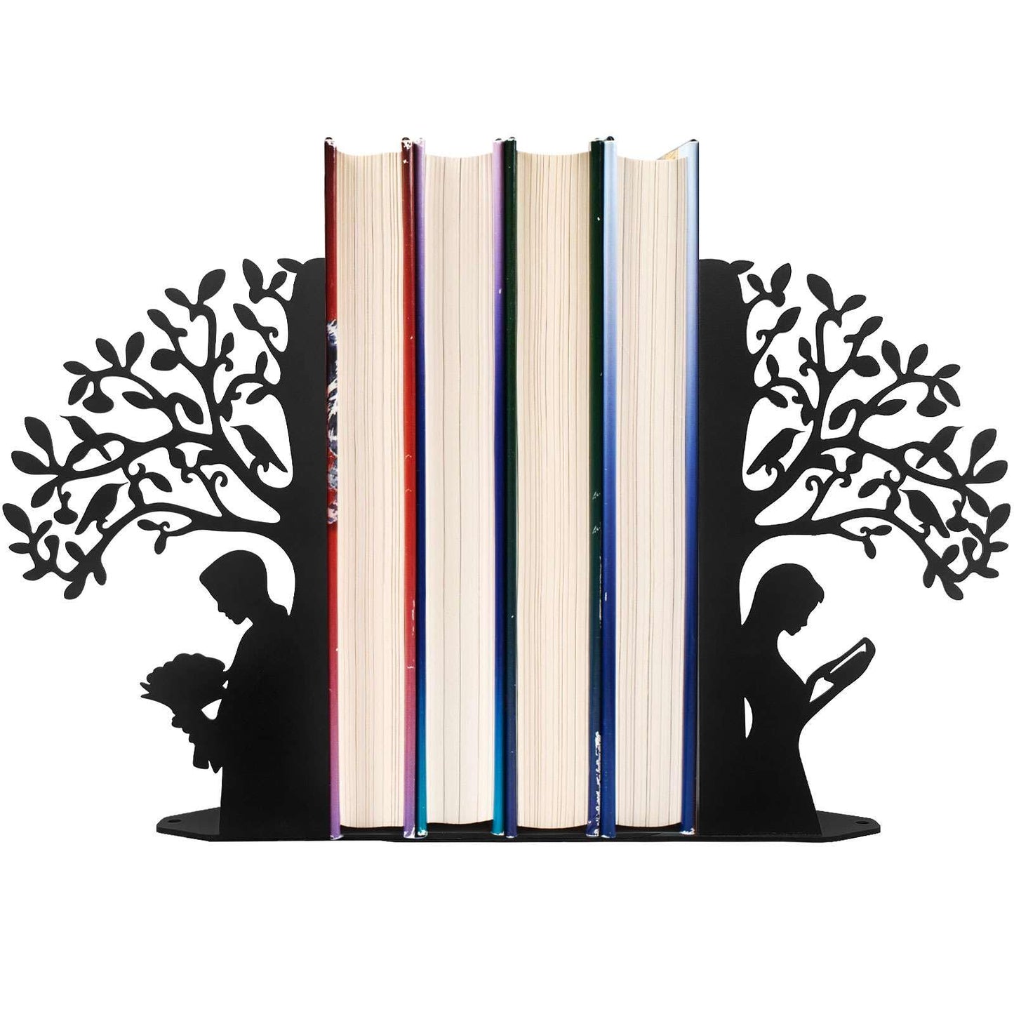 Tree of Life Bookends Decorative Couple Book Ends for Shelves (Black)