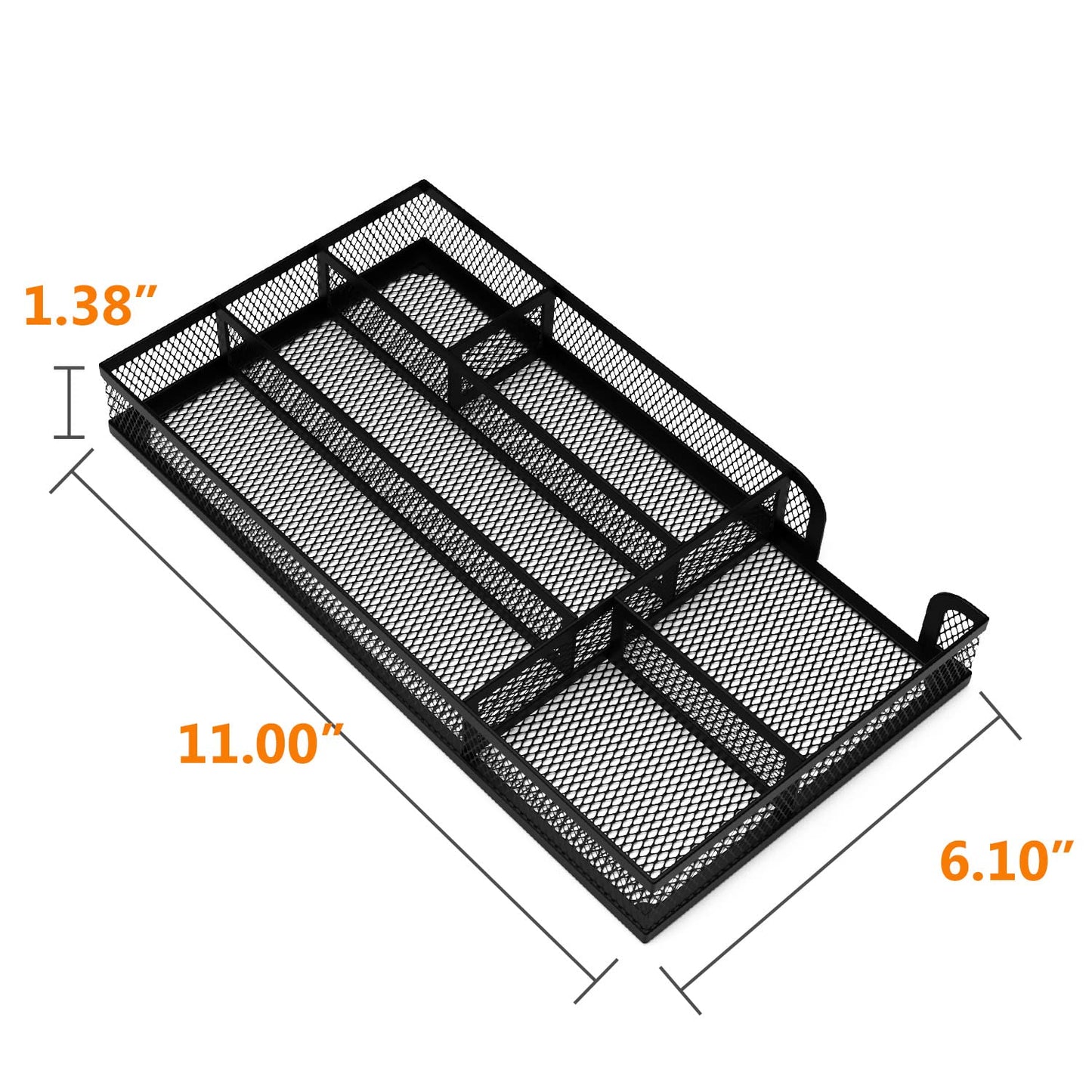 ITAYVAN Desk Drawer Organizer, Metal Mesh Dividers Organizer (Blak-2P, Small)