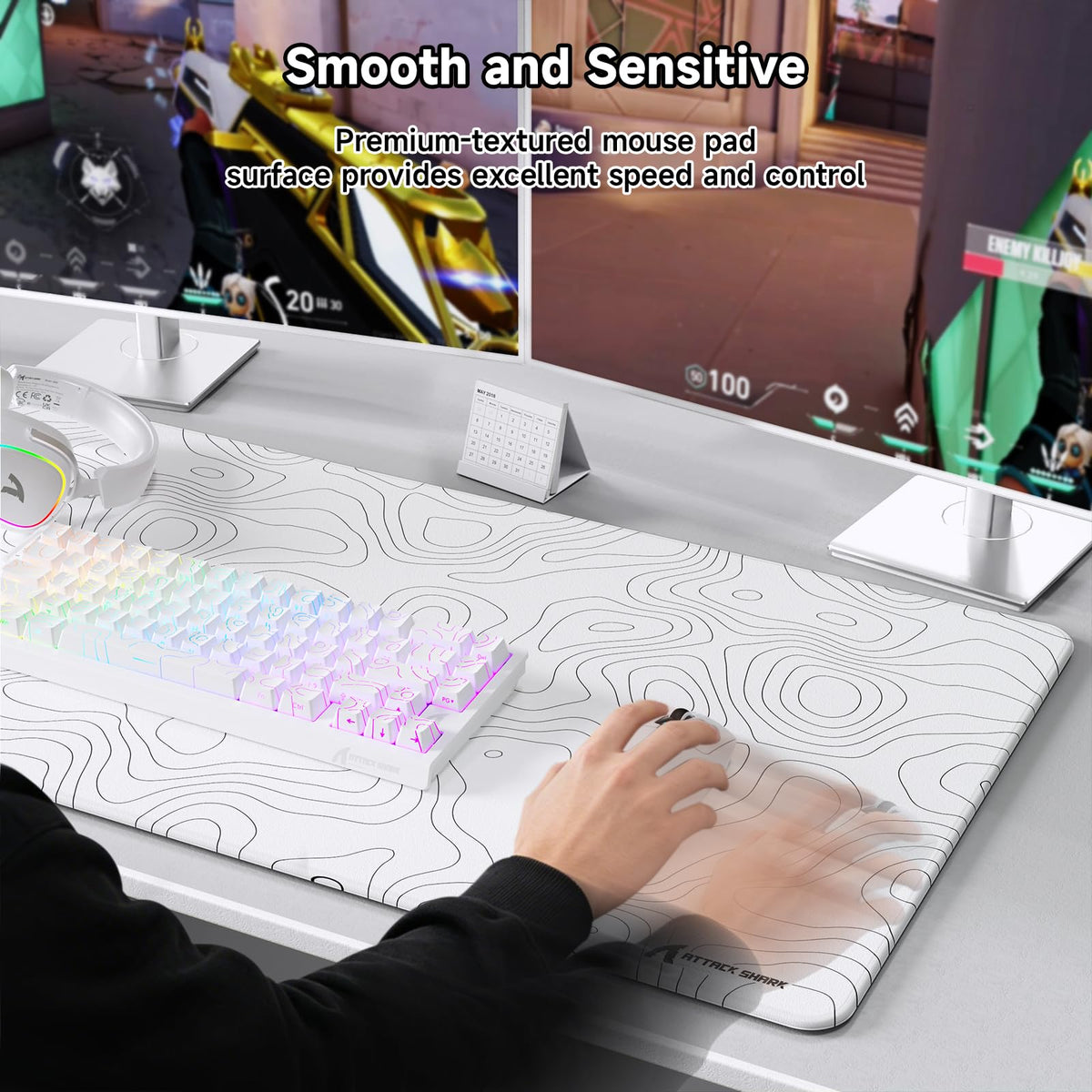 ATTACK SHARK CM02Pro Gaming Mouse Pad for Esports Speed Large Mouse mats for Desk Waterproof
