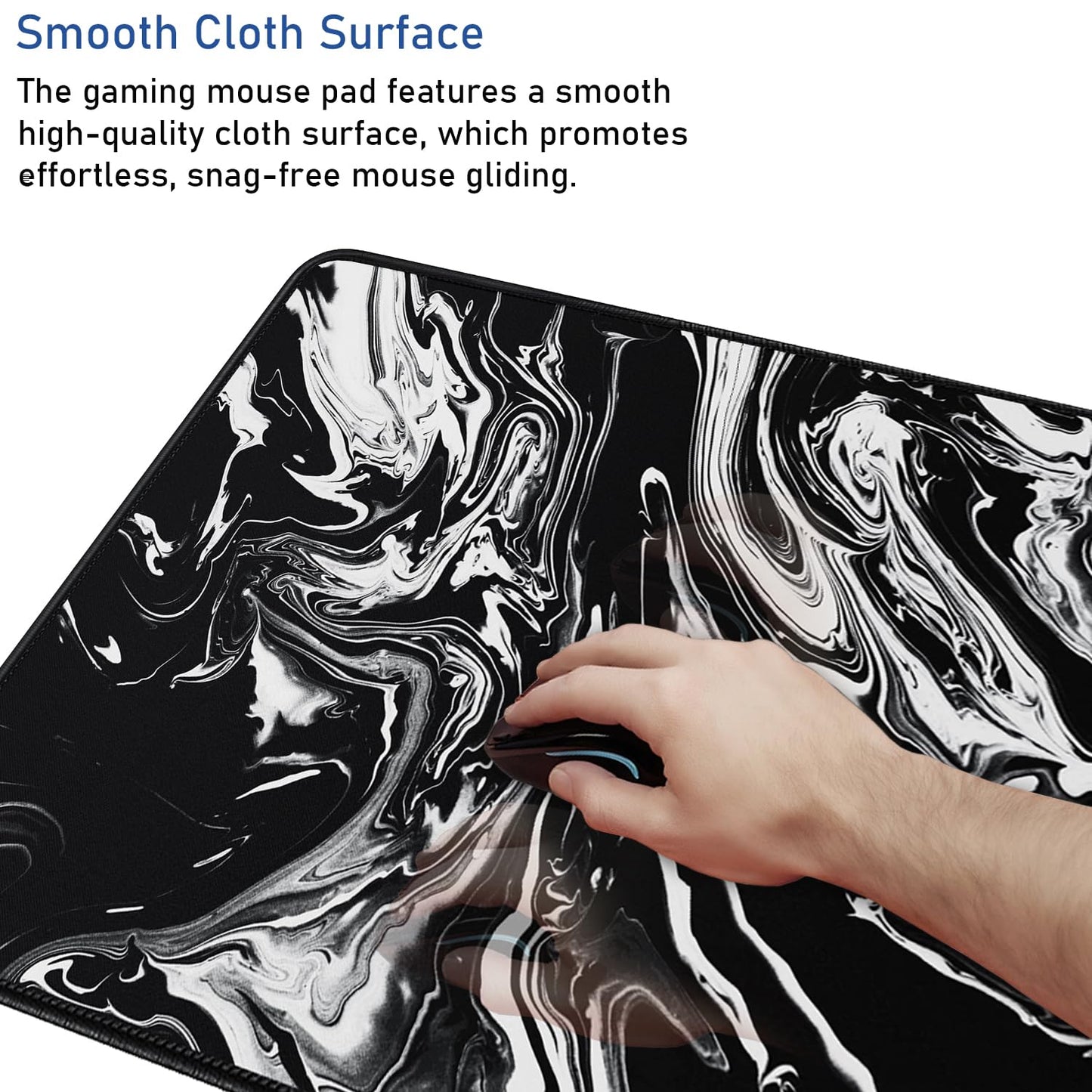 Large Gaming Mouse Pad with Stitched Edges, Non-Slip Natural Rubber Base