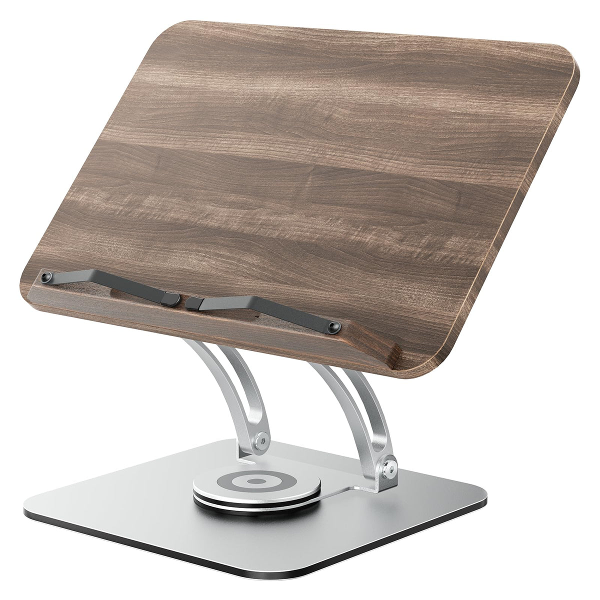 Tounee Adjustable Book Stand with 360° Swivel Base,Bright Silver