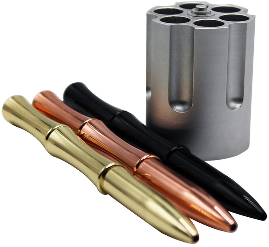 Caliber Gourmet Pen Holder & Paper Weight, Cast Aluminum Office Gift – Cool Pencil Holder for Desk